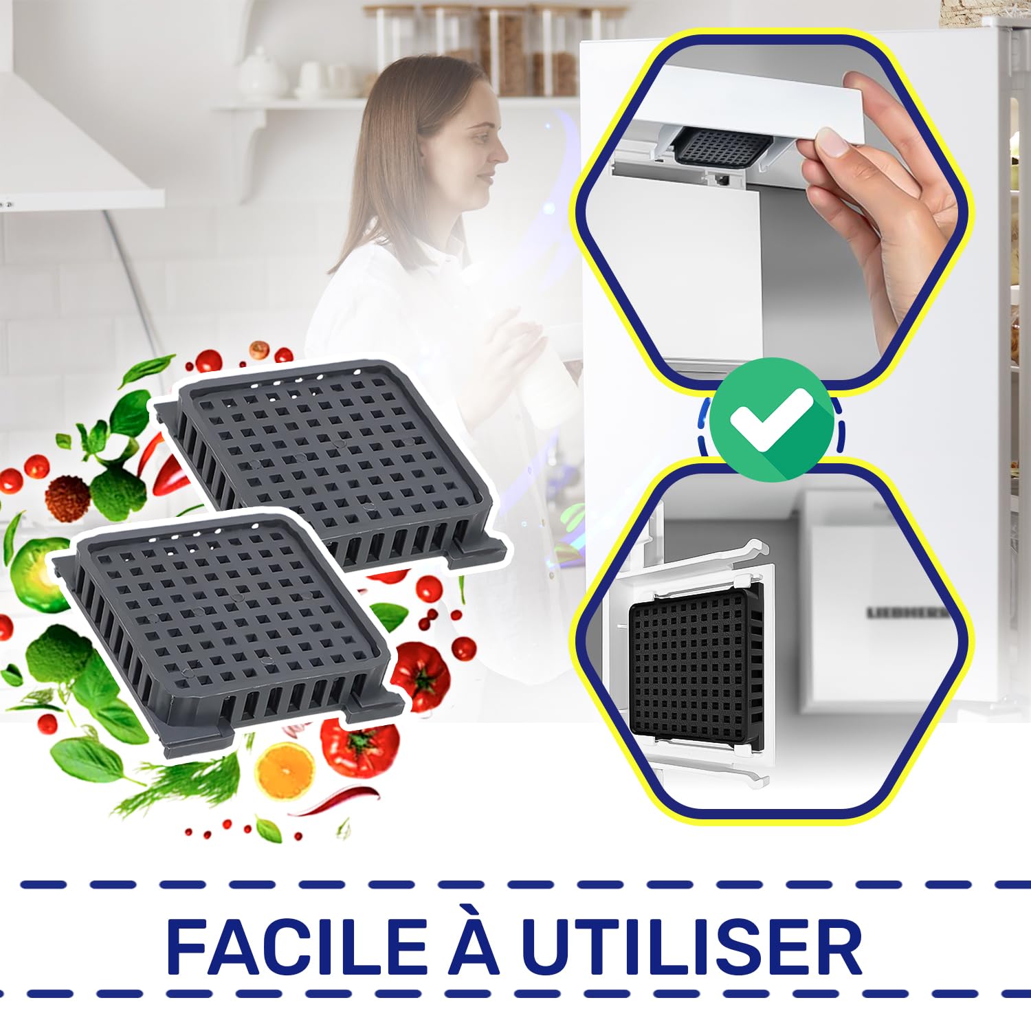2 Pièces Filtre à Charbon Actif Frigo Congelateur Combiné avec Code Original 7440021 7440021-00 9882460 988246000 9096989 9882429 pour Liebherr FreshAir - MONTERAL