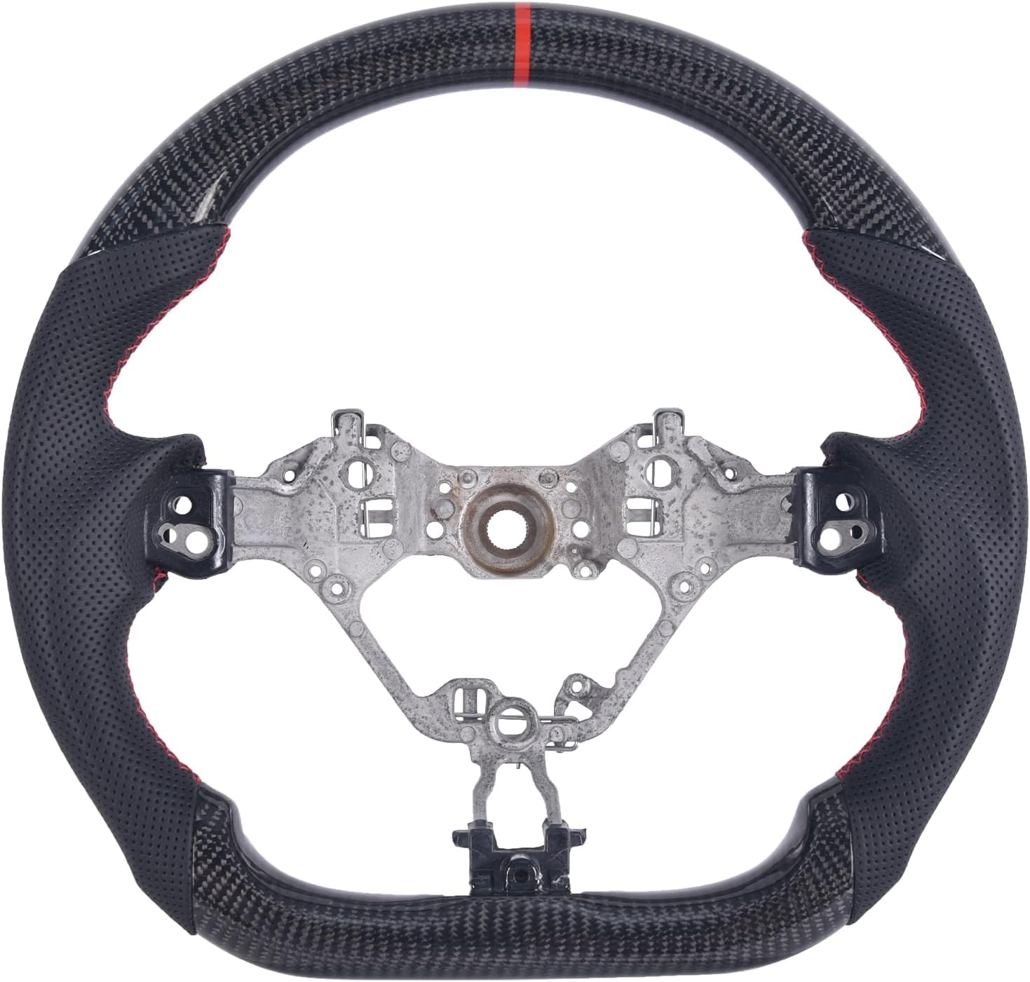 Carbon Fiber Steering Wheel for Toyota 86 /Subaru BRZ 2017-2020, D-shaped Flat-bottom Perforated Leather Grip