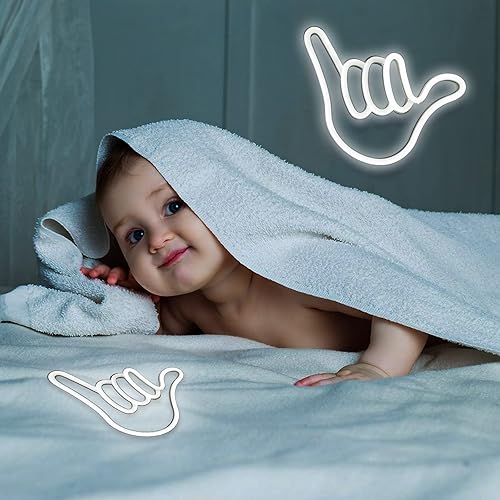 Miniatura 6 de ENUOLI Shaka Hand - Letreros de neón para colgar sueltos, luz LED de neón para decoración de pared, lámparas nocturnas alimentadas por USBbatería,