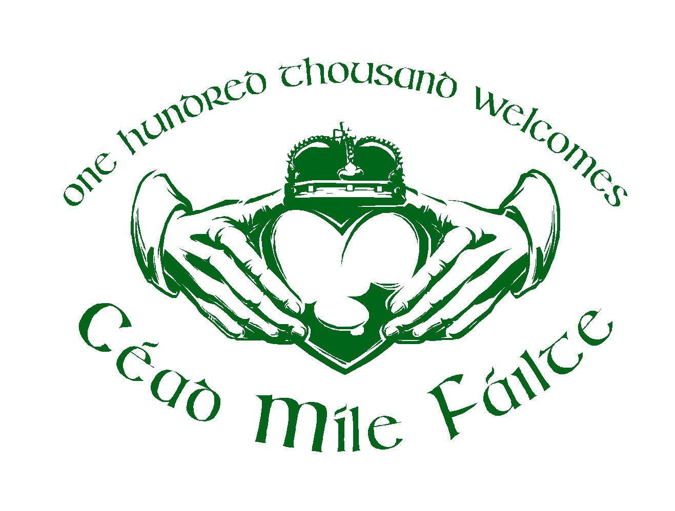 Lightningsigns Green Irish Welcome Claddagh Céad Míle Fáilte Blessing Wall Art Quote Lounge Sticker (Green)