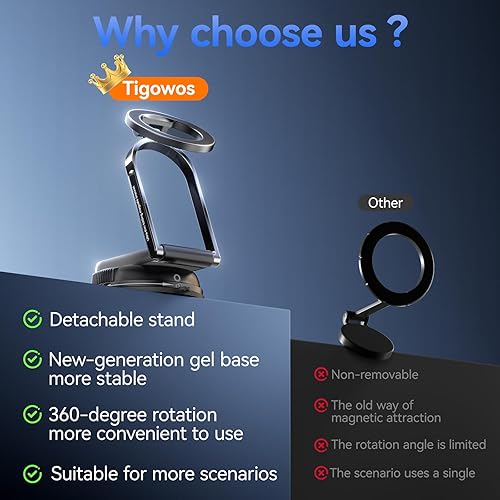 Miniatura 8 de Soporte magnético de teléfono al vacío ajustable de 360 para cochesduchaespejogimnasioscocinabaño, soporte de teléfono desmontable Succión confiable