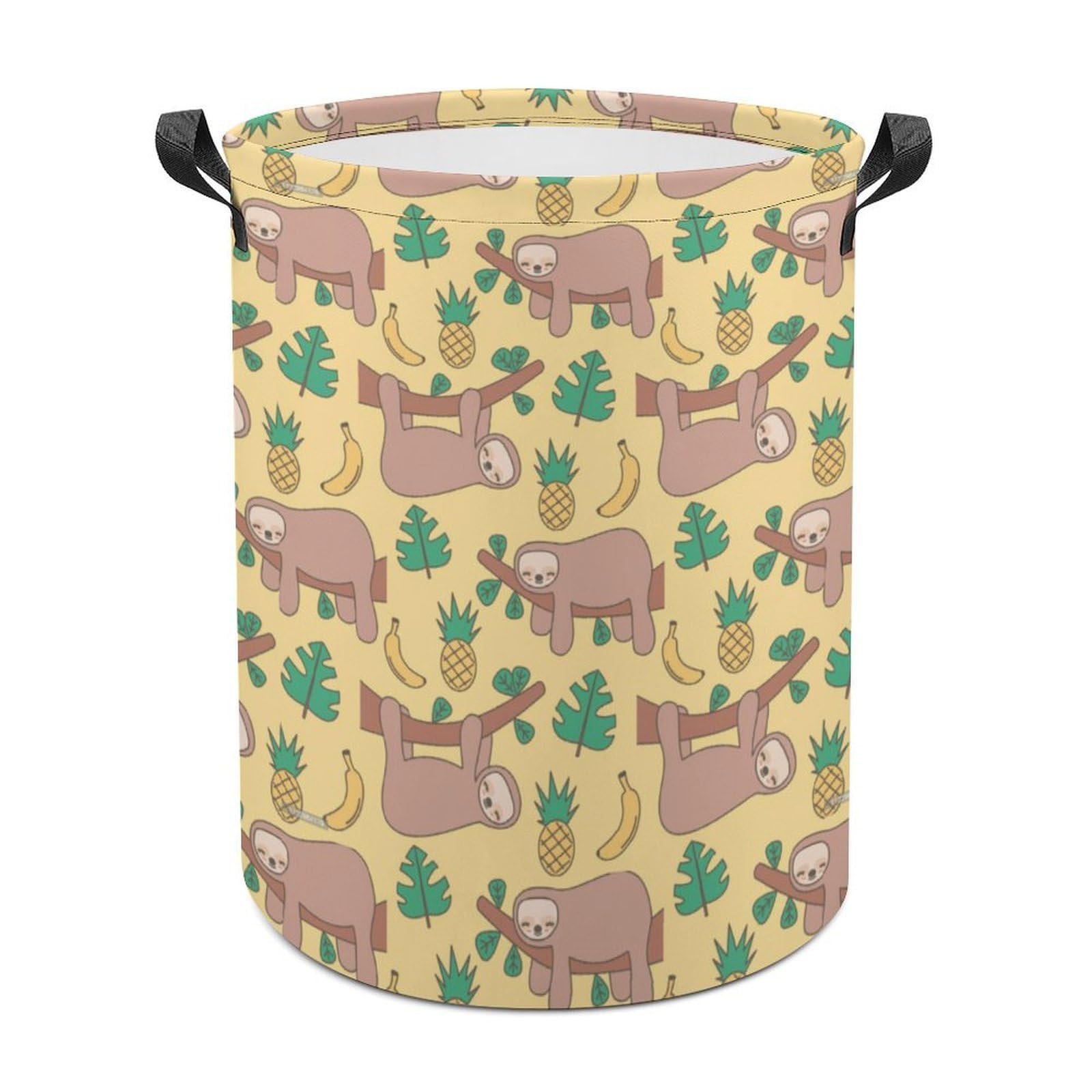 Wlntrophic Laundry Hamper, Sloth Banana Pineapple Laundry Basket, Washing Basket with Handle