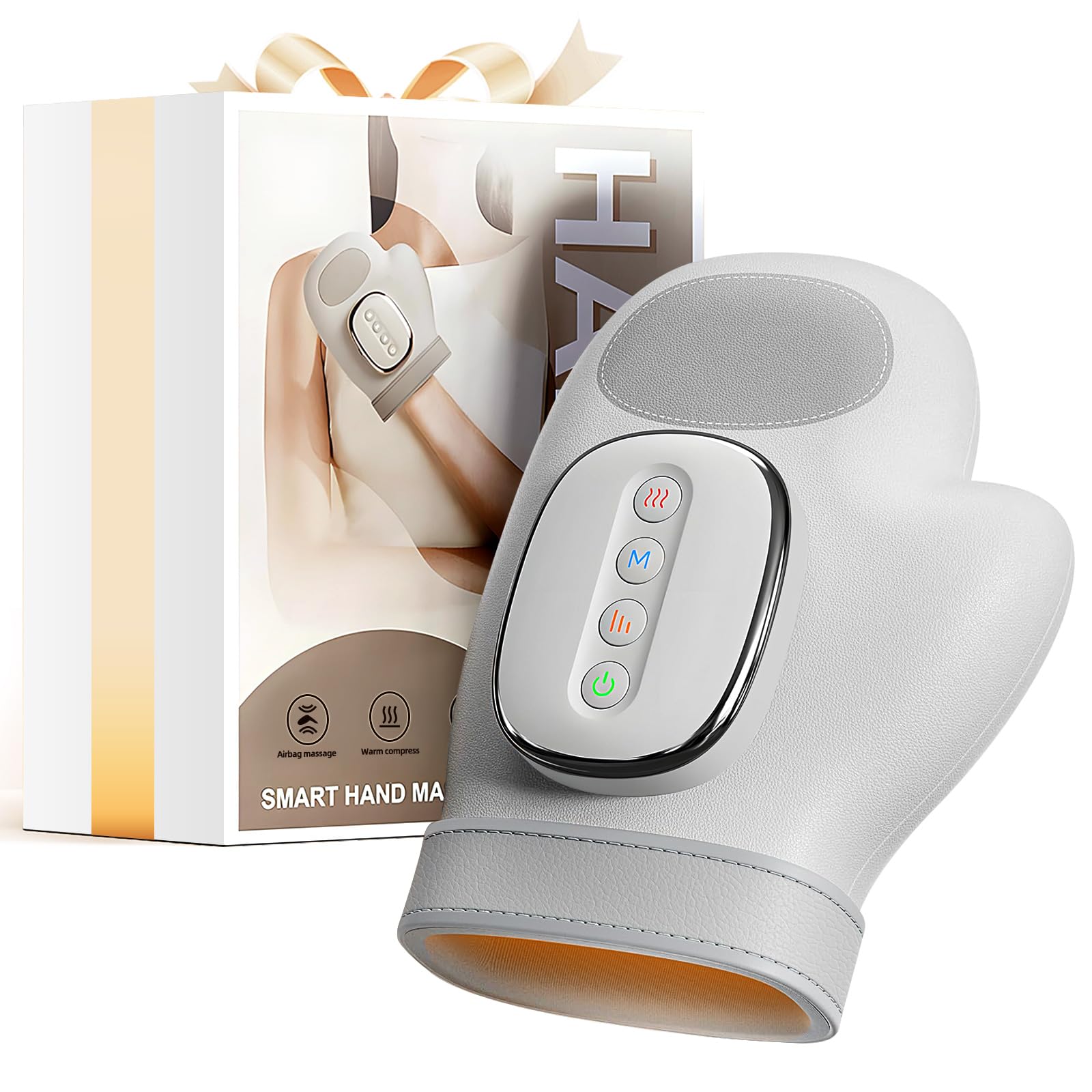 Masajeador de manos con calor y compresión para aliviar la artritis y el túnel carpiano, 3 modos, 4 temperaturas, 5 compresiones, guante de terapia eléctrico inalámbrico, regalo para mujeres/hombres