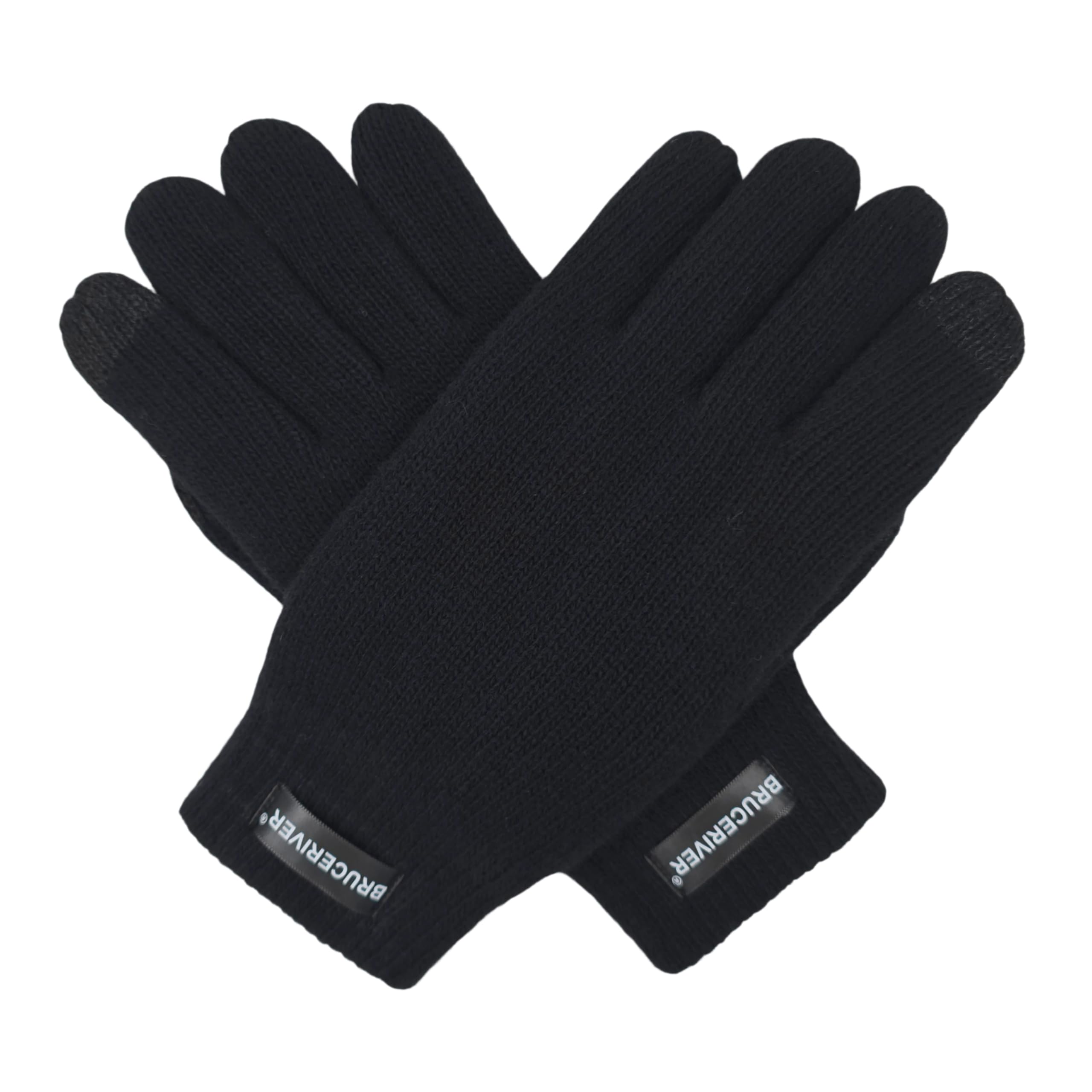 BRUCERIVER Men Pure Wool Knit Gloves with Thinsulate Lining