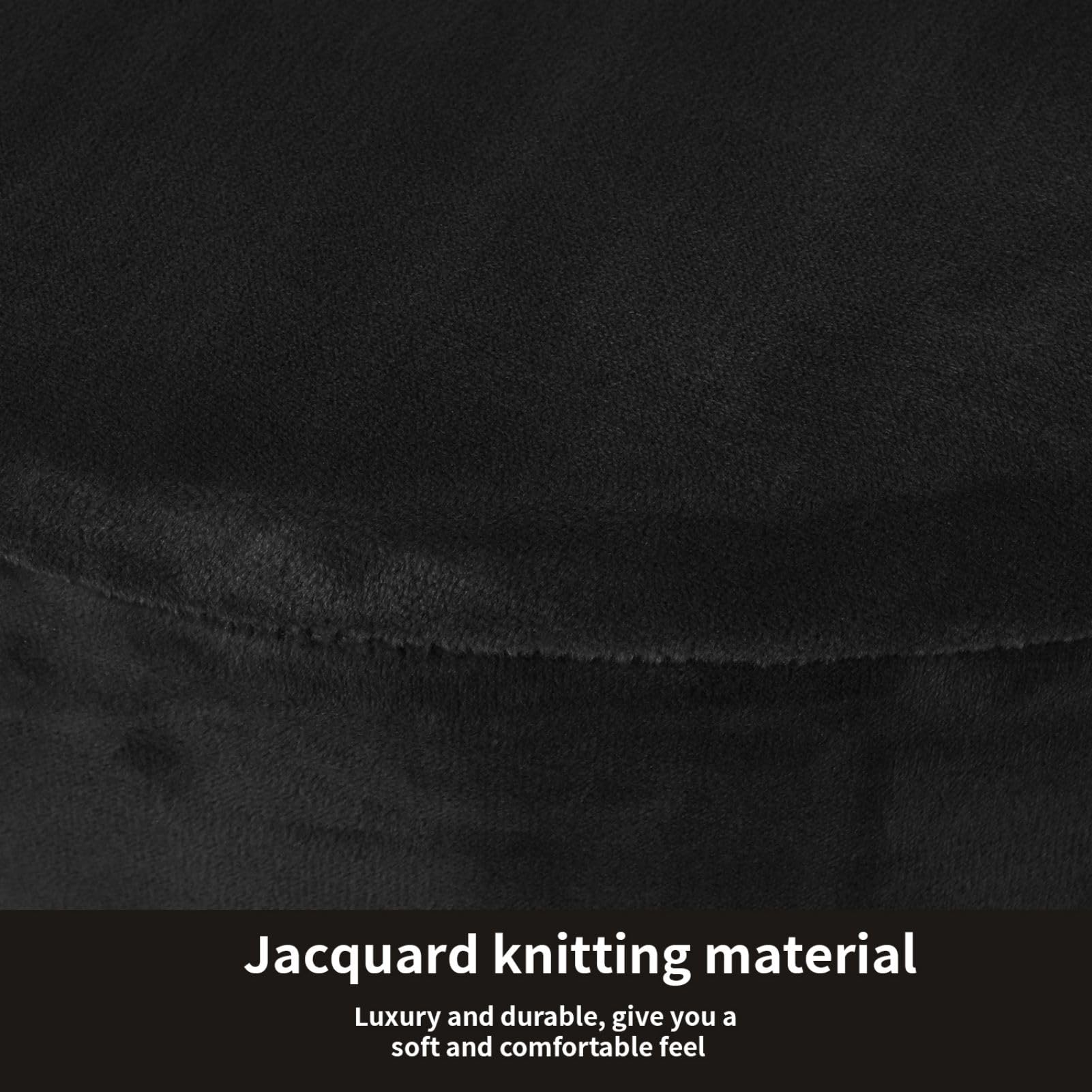 Copertura rotonda per ottomana, spessa e morbida, elasticizzata, con fondo elastico, antiscivolo, rimovibile, per pouf nero ed elegante, M