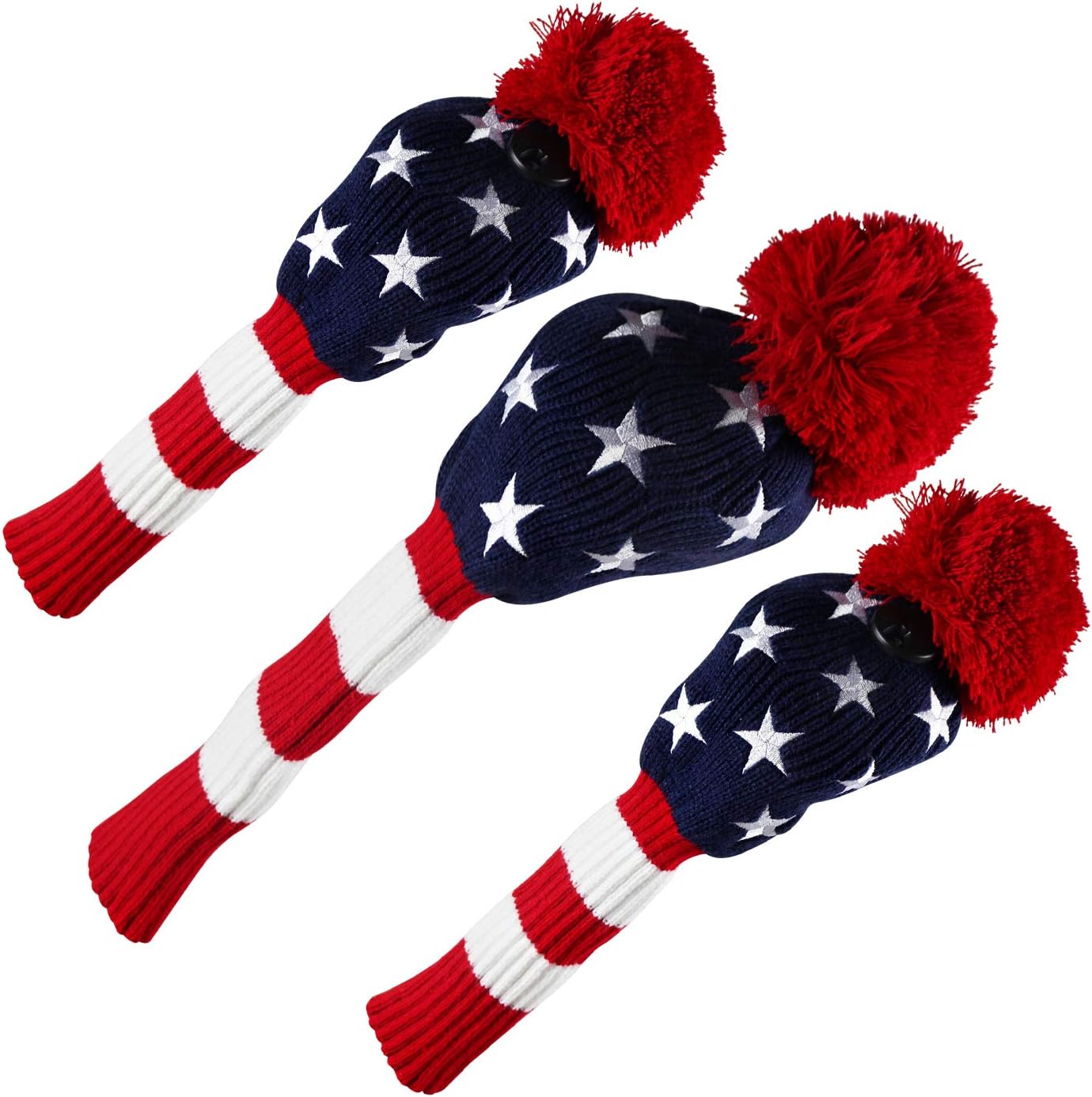 Golf Headcover Knitted Golf Club Head Covers Set of 3,fit for Driver,Fairway Wood, Hybrid Head Cover Headcover for Callaway Mizuno Cobra Taylormade