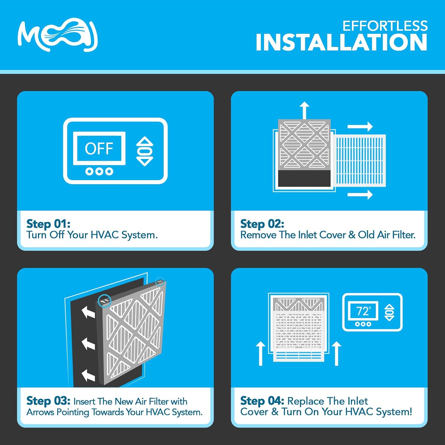 12x12x1 Air Filter (6-PACK) | MERV 8 | MOAJ Advanced Dust Defense | BASED IN USA | Quality Pleated Replacement Air Filters for AC & Furnace Applications | Actual Dimensions: 11.70” x 11.70” x 0.75”