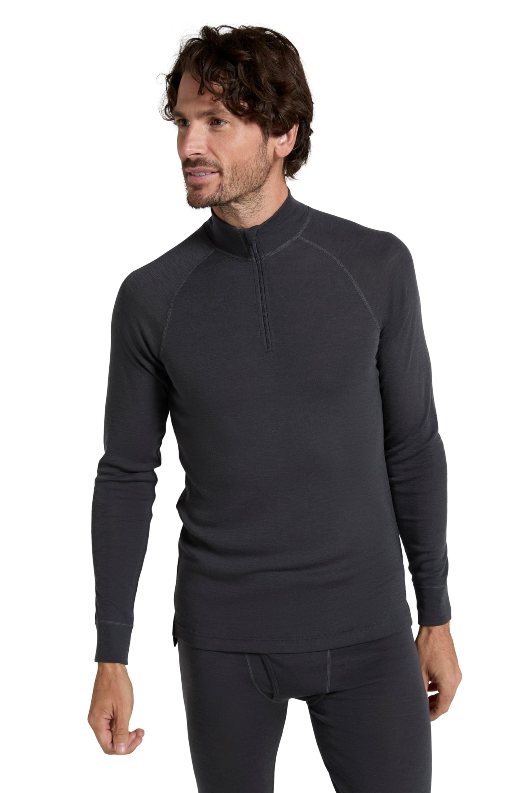 Mountain Warehouse Merino Mens Long Sleeved Thermal Baselayer Top - Lightweight, Breathable & Quick Wicking Jumper with Half Zip - for Walking & Hiking
