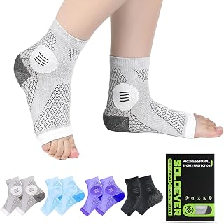 4 Pairs Neuropathy Socks for Women & Men, Toeless Plantar Fasciitis Socks for Achilles Tendonitis Relief, Arch Support, Foot Pain Relief, Compression Ankle Socks for Swelling (Black+Grey+Blue+Purple, X-Large)