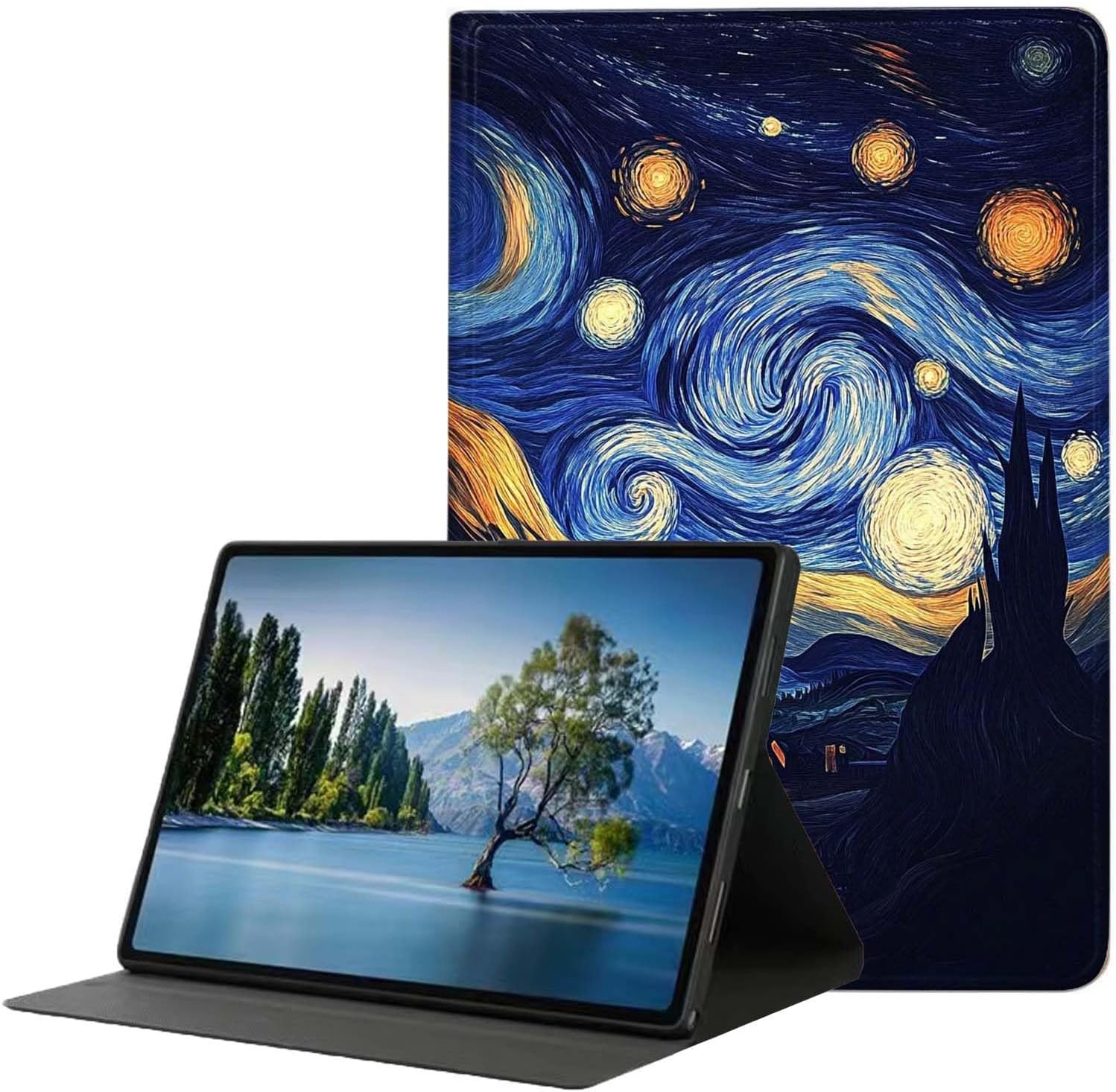 Case for Samsung Galaxy Tab A11 Plus/A9 Plus 11 Inch 2025/2023 Case,Slim Lightweight PU Leather Cover with Auto Wake/Sleep,Adjustable Viewing Angles.Van Gogh Starry Night