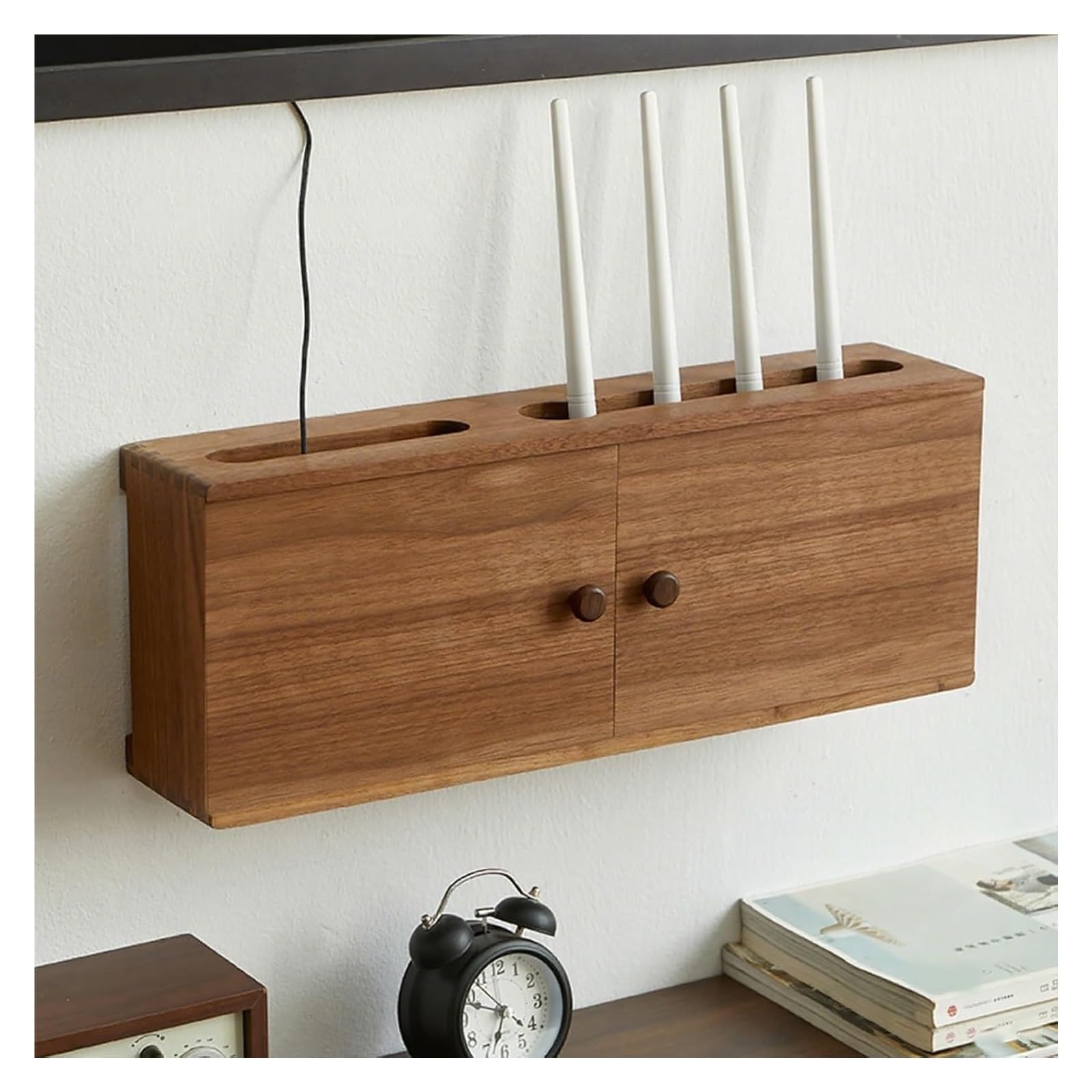 Boîte de rangement WiFi en bois de 60 cm pour cacher les routeurs