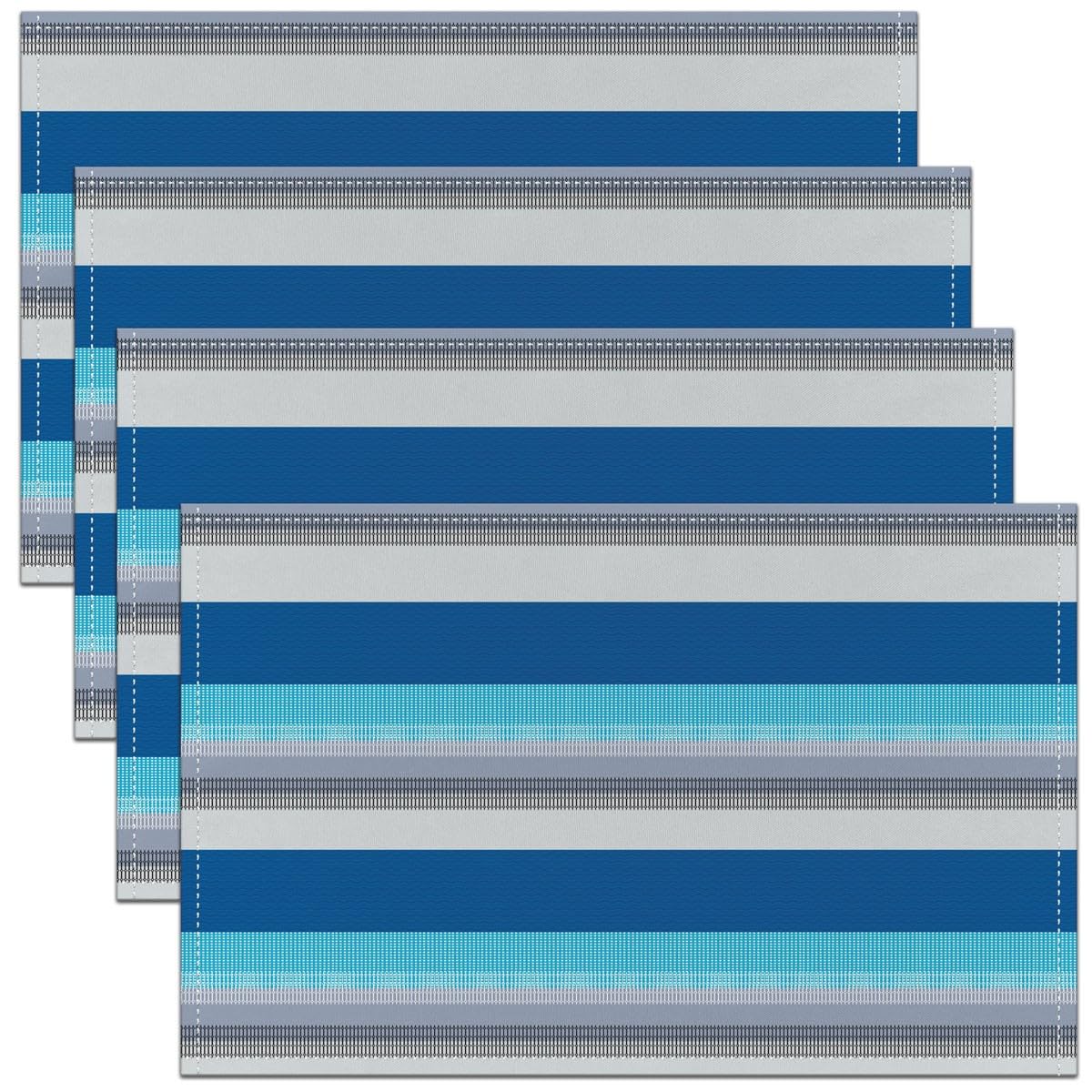 Blue White Stripes Placemat 45X30cm Geometric Placemats Set of 4 for Kids Patchwork Striped Indoor Outdoor Kitchen Modern Decor Table Place Mats