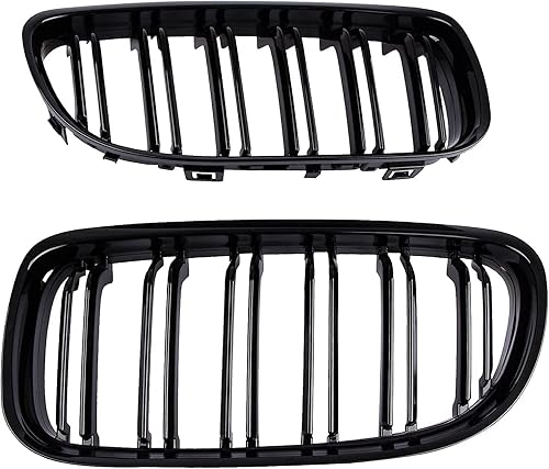 Miniatura 3 de Parachoques delantero riñón, par de parrilla de doble línea de color negro brillante compatible con BMW E90 328i 318i 320i 323i 325i 330i 335i