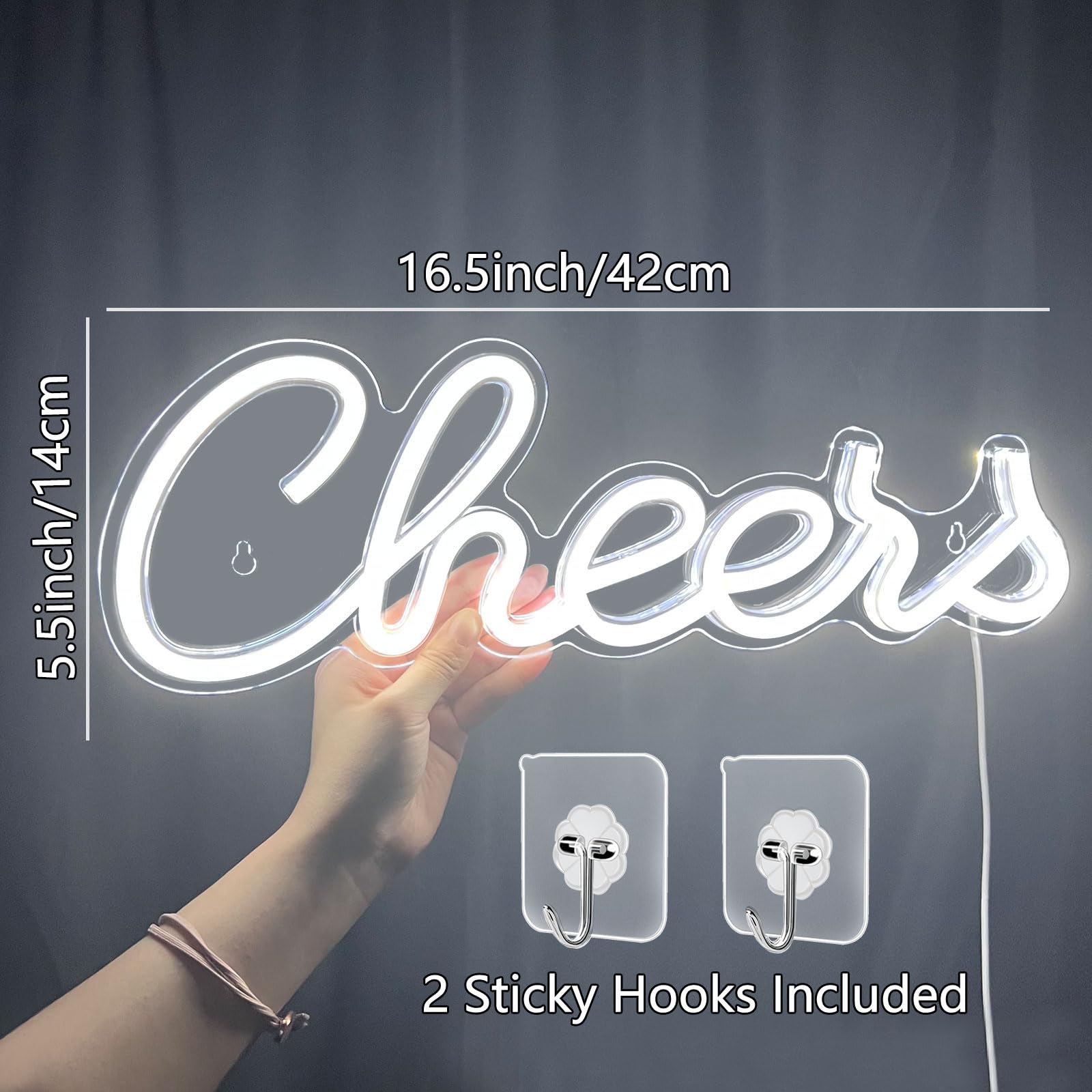 Cheers Neonschild für Wanddekoration, LED-Neon-Bar-Lichtschild, USB-betriebenes Wand-Neon-Lichtschild für Party-Wanddekoration, Party-Licht-Zubehör, Heim-Raumdekoration