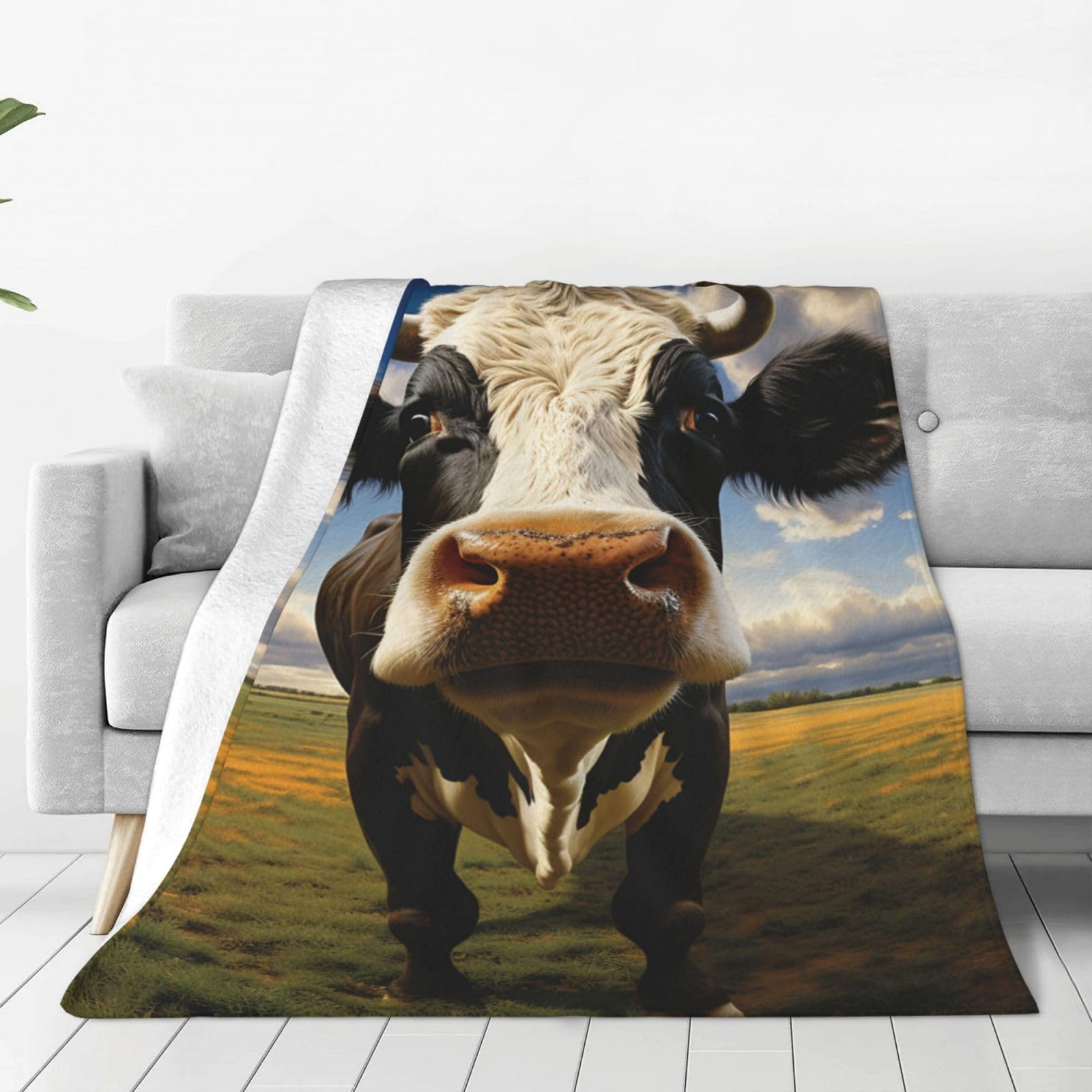 Couverture flanelle douce vache plaid canapé lit doudoune chaude salon XL