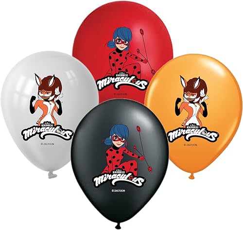Milagroso Ladybug Rena Rouge - Globos de cumpleaños de 12 pulgadas, 16 unidades, látex prémium de colores surtidos para suministros y decoraciones