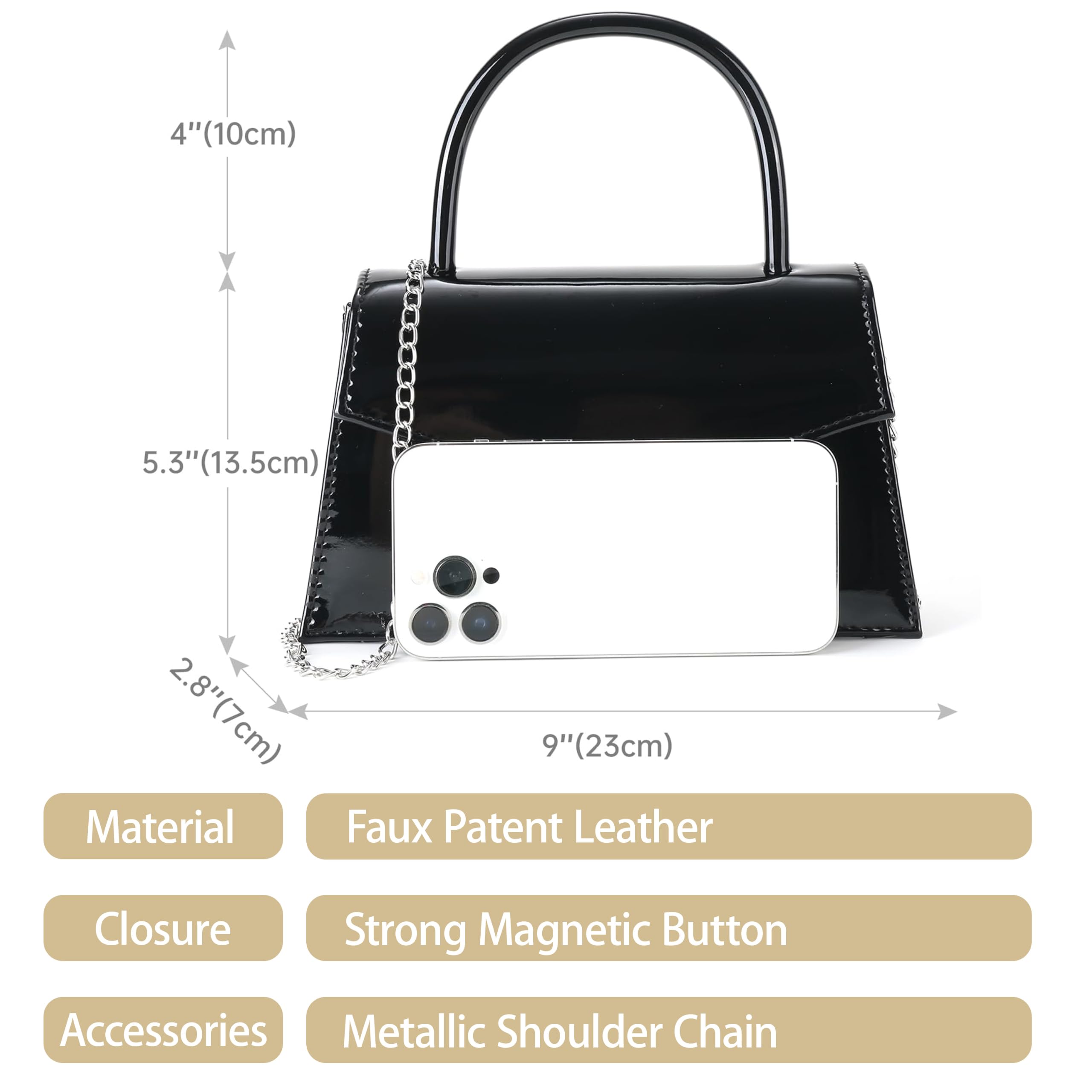 Women's Evening Bag Bridal Party Clutch Purses Cocktail Prom Handbags with Patent Leather
