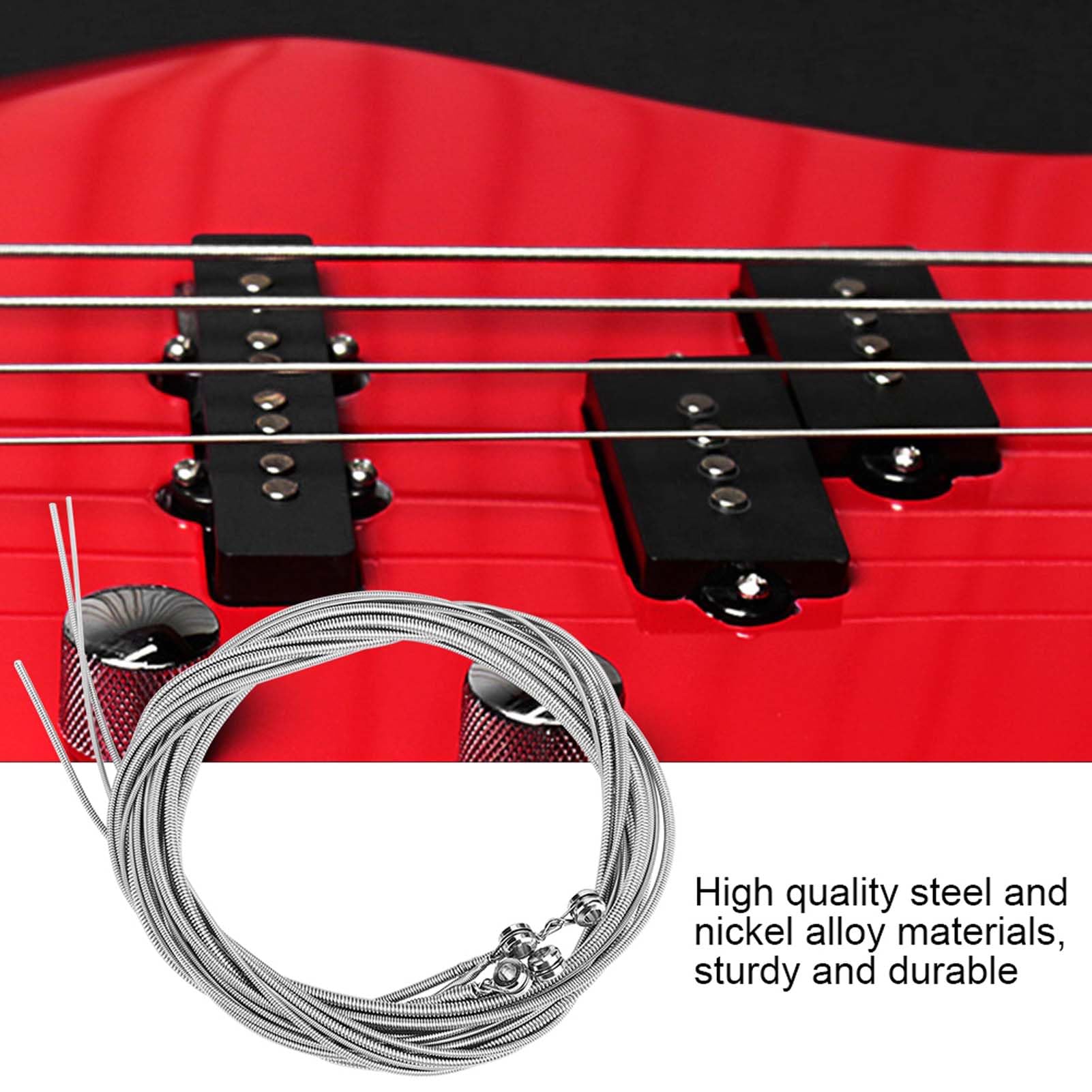 Bass 4 String Set, Stainless Steel Bass Strings Replacement Set with Small Ball Ends Instrument Accessories