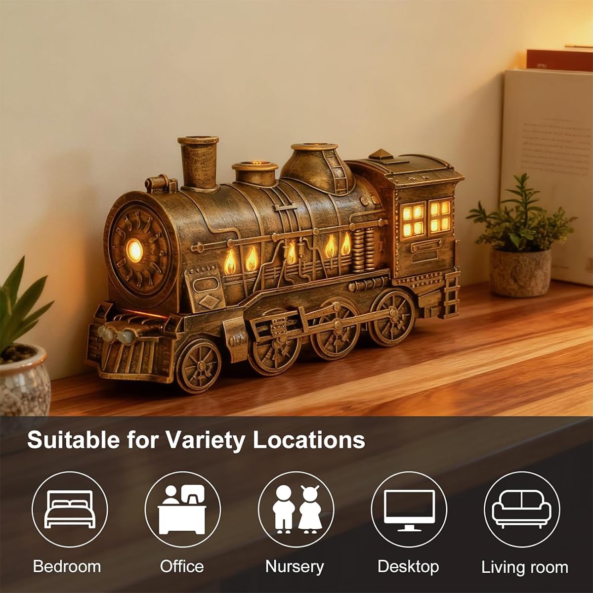 Difusores Esenciales Bronzy con humidificador de Trenes navideños con Control de Medusas y Temporizador Niveles para