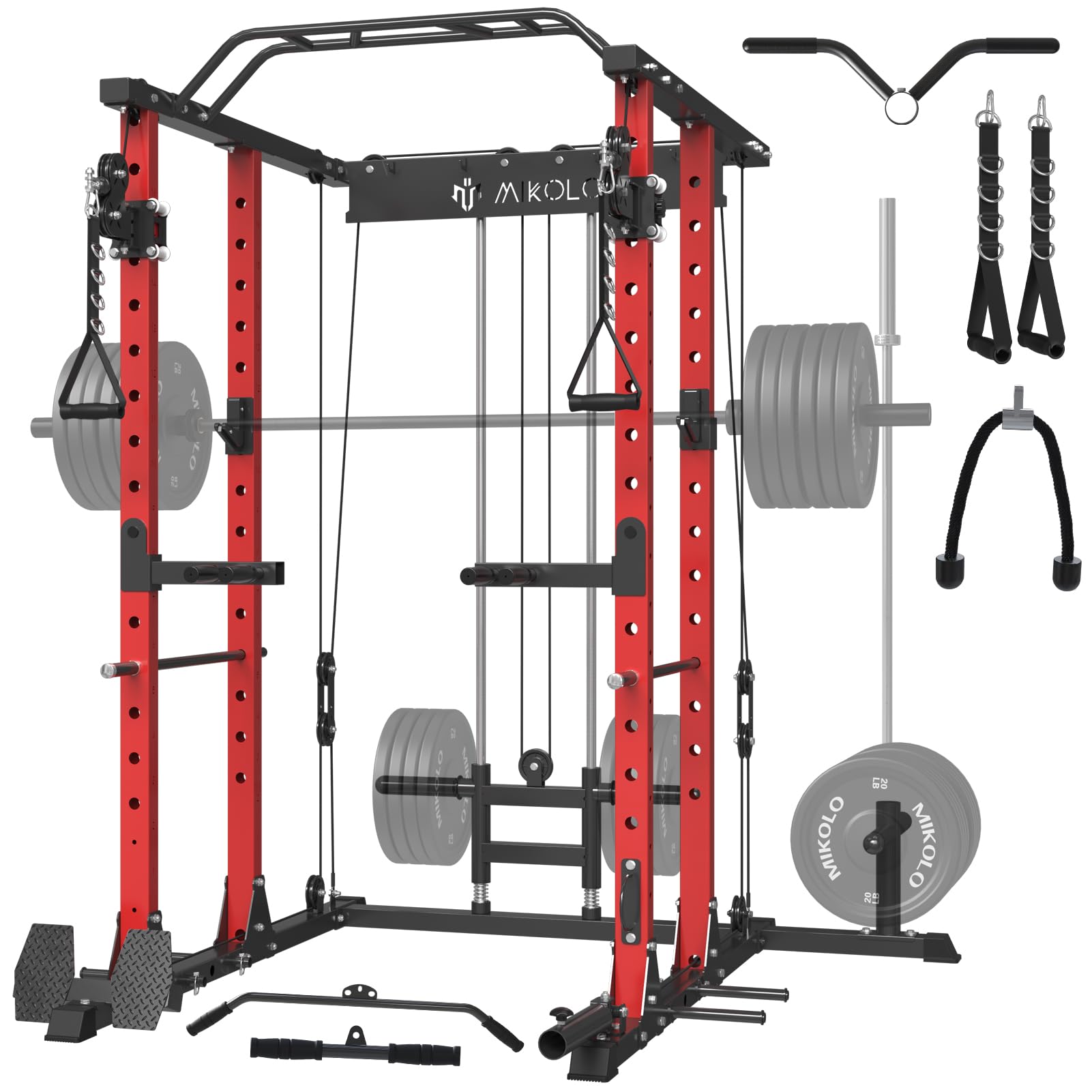 Buy Mikolo Power Cage, 1500lbs Power Rack with LAT PullDown and Cable