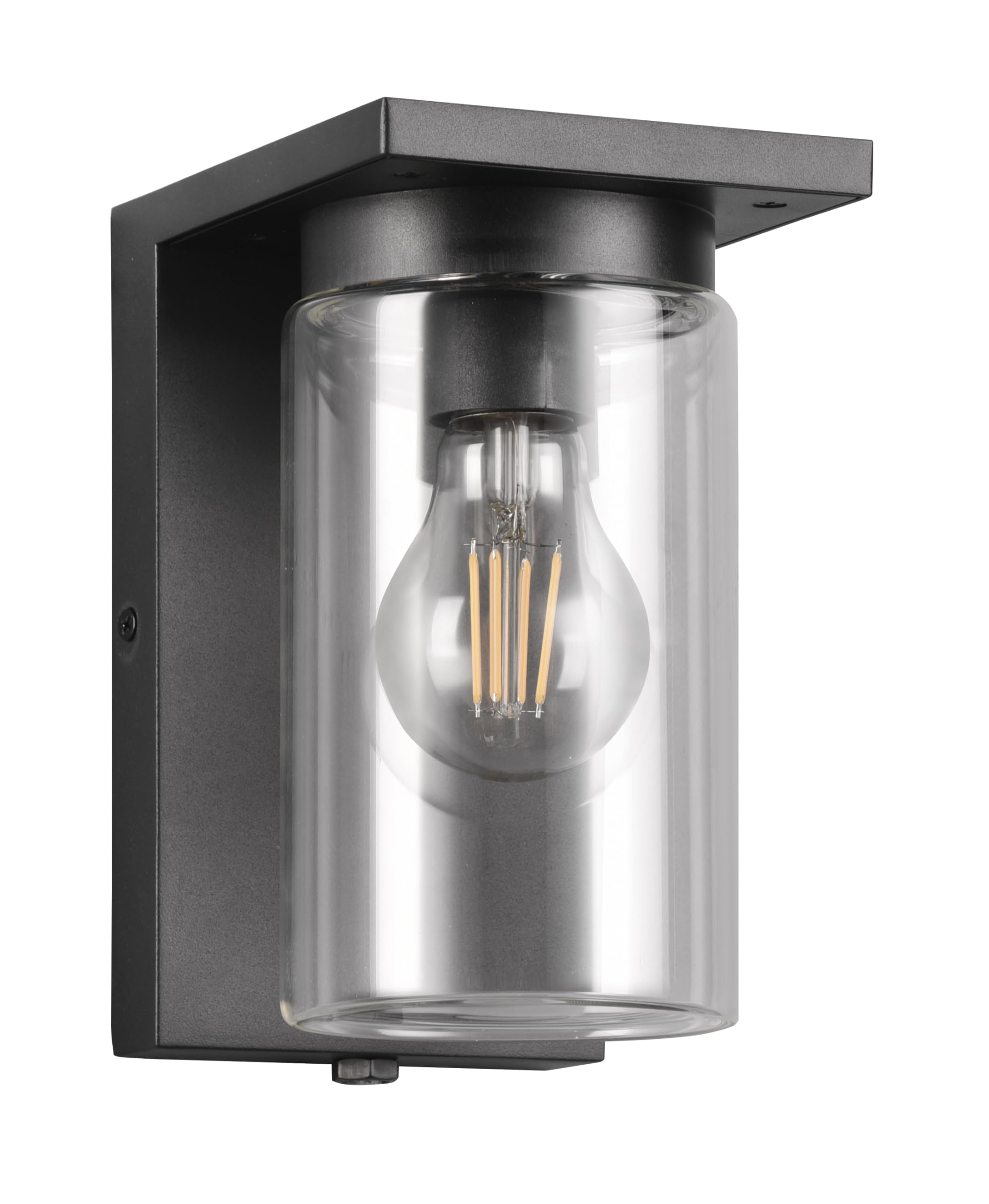 Trio Leuchten Außen Wandleuchte Ardila 211660132, Aluminium Druckguss Anthrazit, Glas klar, exkl. 1x E27, Dämmerungssensor, Schwarz Matt