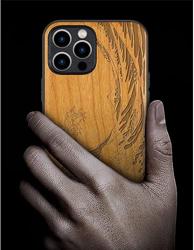 Miniatura 73 de Carveit Funda magnética de madera para iPhone 12 Pro [madera natural y TPU suave] a prueba de golpes, funda de madera única y elegante compatible