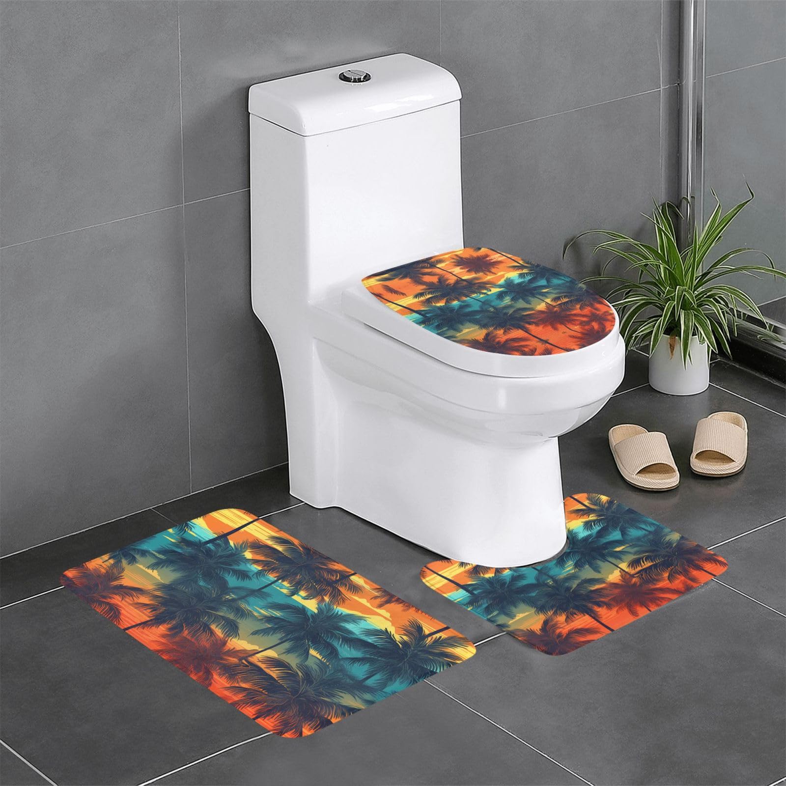 Tapis de salle de bain antidérapants motif palmiers pour une ambiance évasion