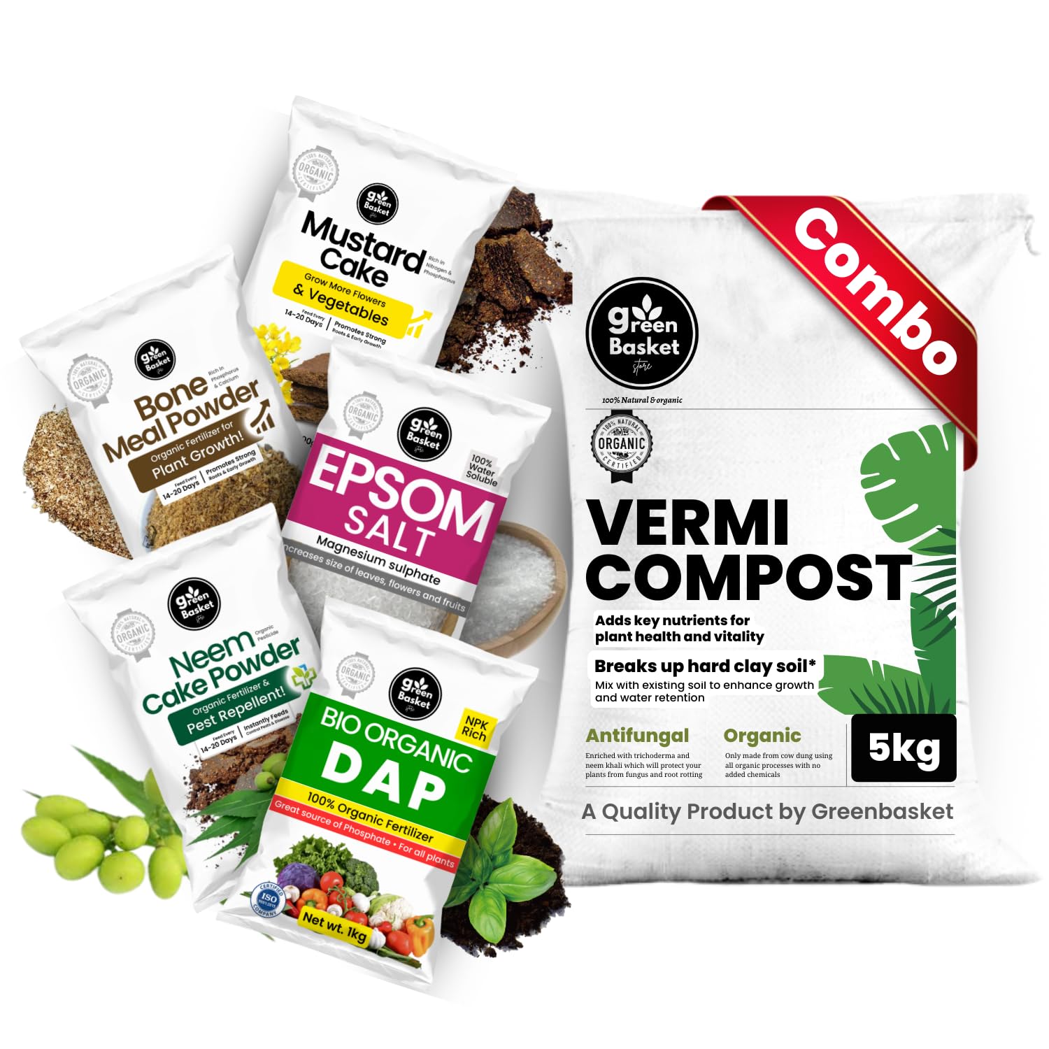 See full amazon price history chart for Best Gardening Combo Pack of Vermicompost 5kg, Epsom Salt 1kg, Neem Cake Powder 1kg, Mustard Cake 1kg, Bonemeal fertilizer 1kg, Bio-Organic-DAP 1kg (Combo pack of 6) by Green Basket Best Gardening Combo Pack of Vermicompost 5kg, Epsom Salt 1kg, Neem Cake Powder 1kg, Mustard Cake 1kg, Bonemeal fertilizer 1kg, Bio-Organic-DAP 1kg (Combo pack of 6) by Green Basket (B0CX8Y84JX) Amazon Price History, Amazon Price Tracker