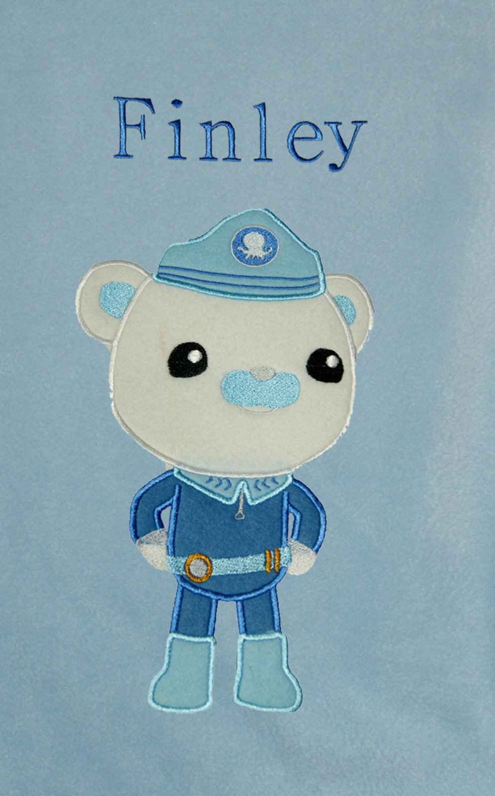 Sew Sew Special Blue Captain Barnacles Personalised Applique Super Soft Fleece Blanket. (Blue)