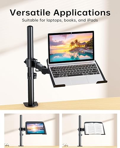 Miniatura 6 de H&C(hcck&Cllassp) Soporte de escritorio para portátil de 11 a 17 pulgadas, totalmente ajustable con inclinación, giro, rotación, extensión, brazo