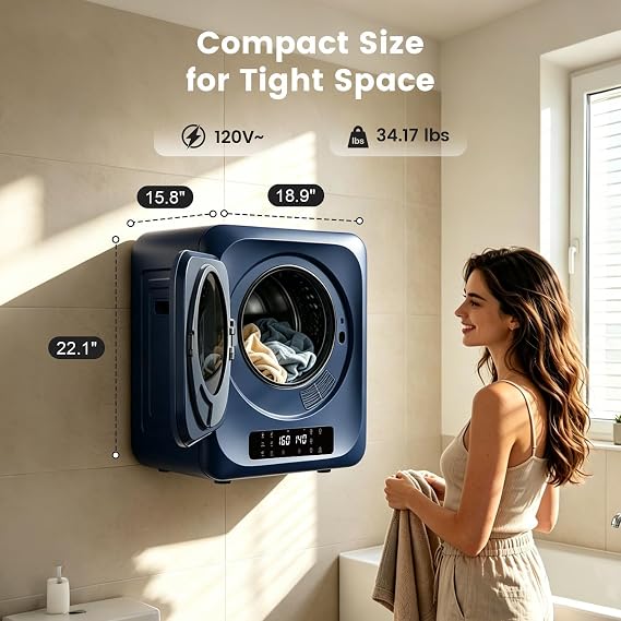 BANGSON 1.8 Cu.Ft portable dryers for laundry,120V Vented Dryer