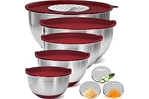 Priority Chef Red Mixing Bowls with Lids Set