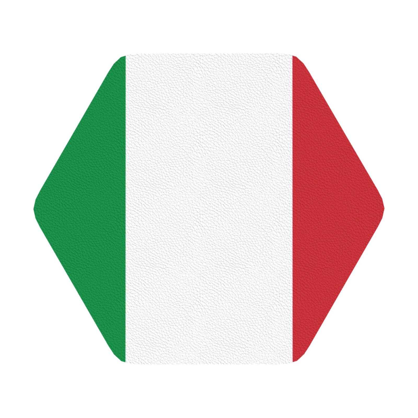 italy flag PU Leather Coasters Set of 6 Hexagon Drink Coasters