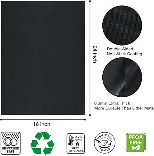 Miniatura 2 de Revestimientos de horno para la parte inferior del horno, paquete de 3 tapetes de teflón antiadherentes grandes y gruesos para la parte inferior del