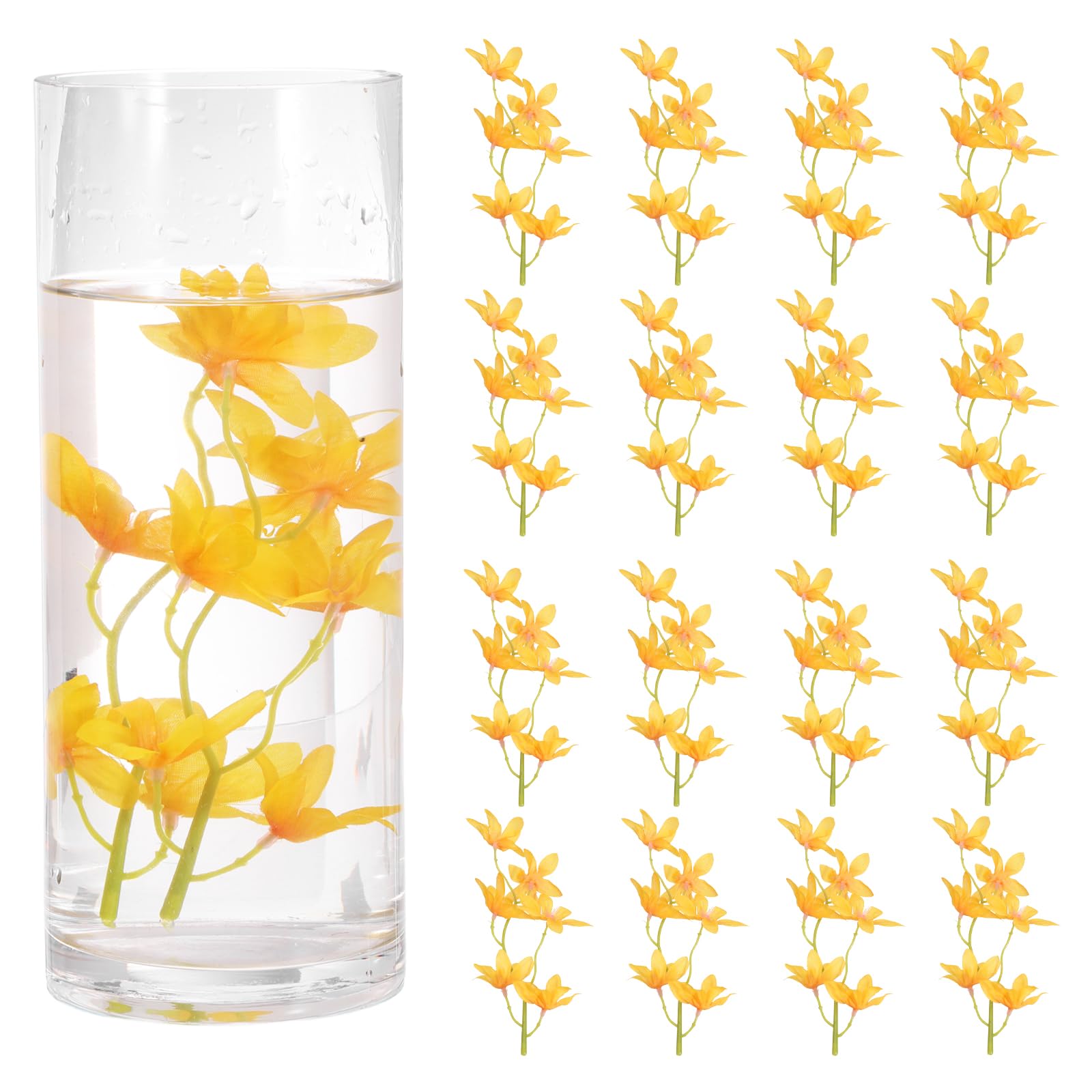 Orchidée artificielle lot de 24 fleurs flottantes orange pour bougies et déco table