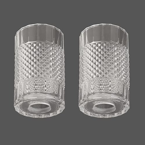 Miniatura 1 de Anmire Paquete de 2 pantallas de cristal transparentes estilo diamante, lámpara colgante cilíndrica de repuesto con lámpara colgante de pared o