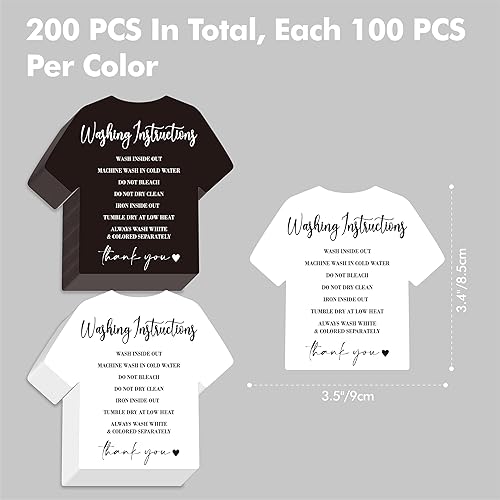 Miniatura 10 de 200 tarjetas de instrucciones de lavado, instrucciones de cuidado de limpieza de ropa, camiseta, inserción de instrucciones de dirección al cliente