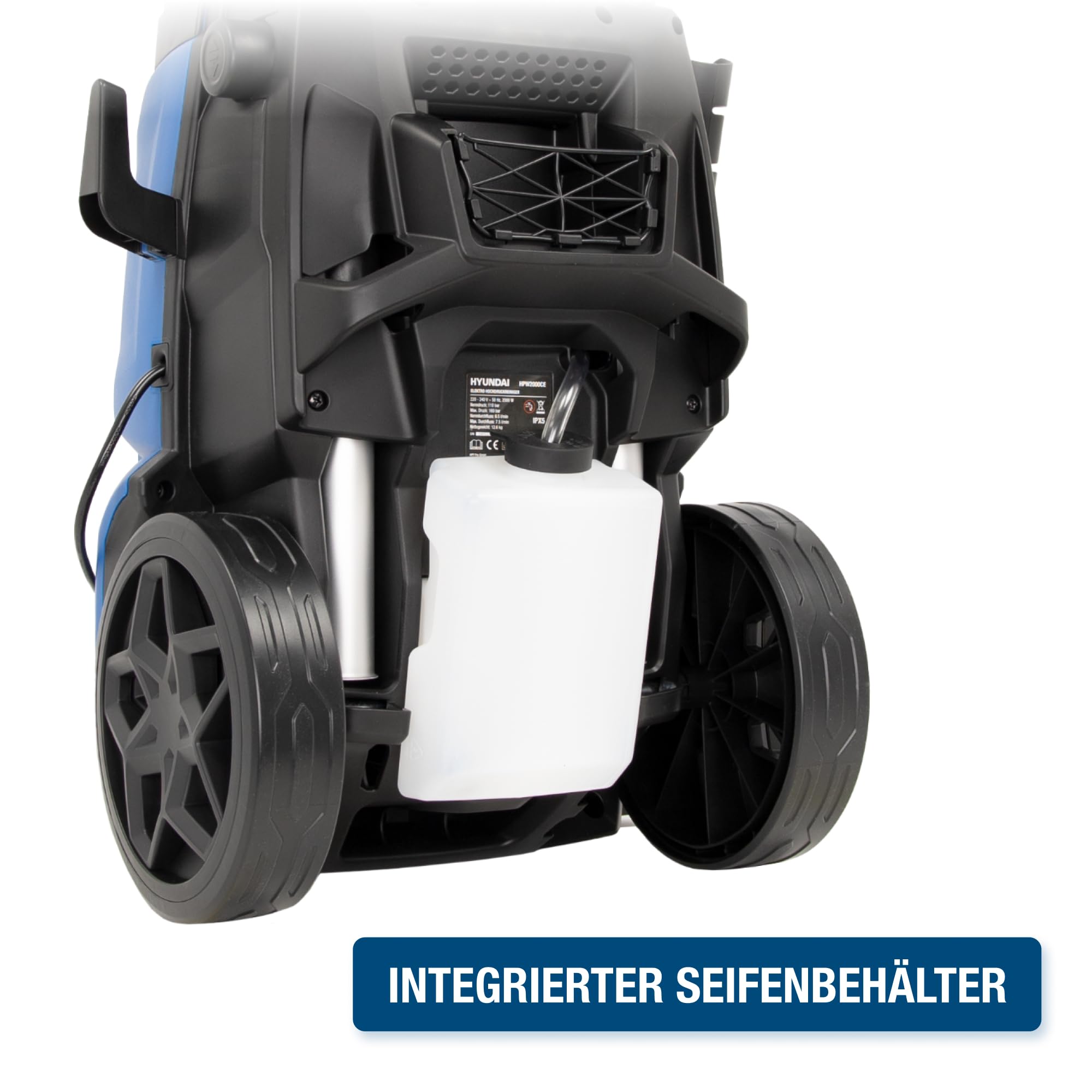 HYUNDAI Hochdruckreiniger HPW2400CRE, max. 195 bar - 450 l/h, 2400 W, EL.-Control, verdreh-sicherer 10m Schlauch, verstellbare Düse, rotierende Turbodüse, Seifenflasche