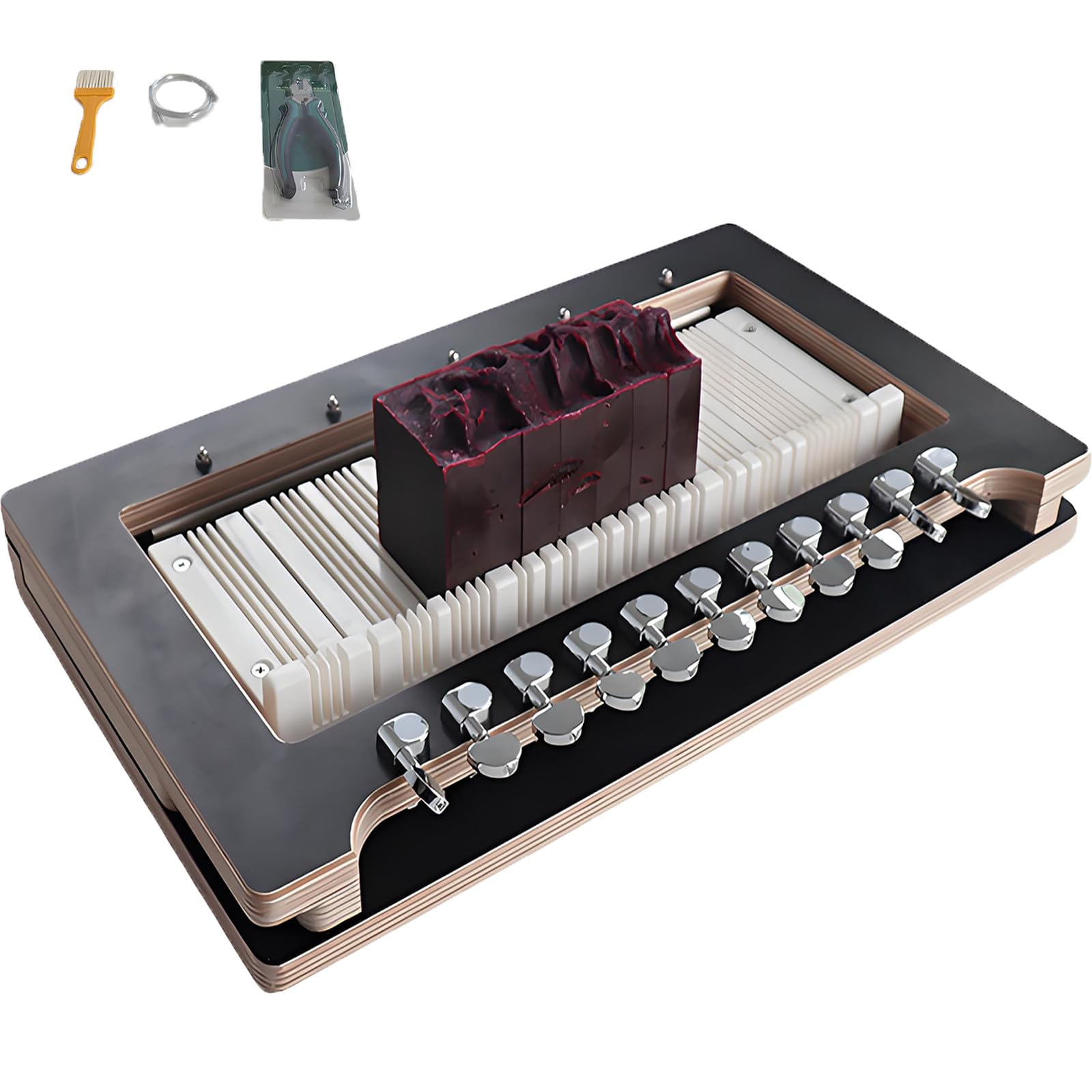 MiyKom Stainless Steel Soap Cutter for Handmade Loaves, Premium Birch Plywood Soap Slicer Machine with 15-70mm Spacing, Professional DIY Soap Making Tool with Stainless Steel Wires