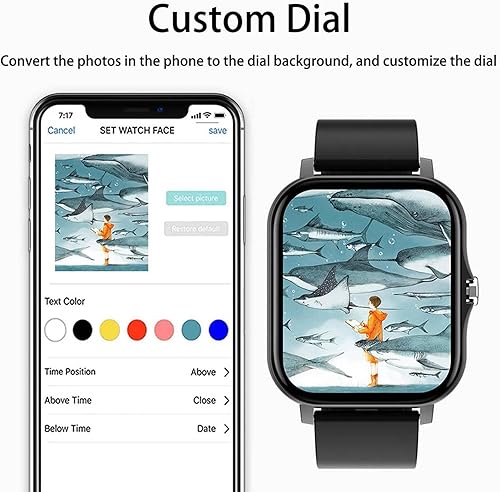 Miniatura 3 de Reloj inteligente con texto y llamadas, compatible con iOS y Android, pantalla táctil HD de 1.7 pulgadas, pista de fitness, IP68 impermeable,