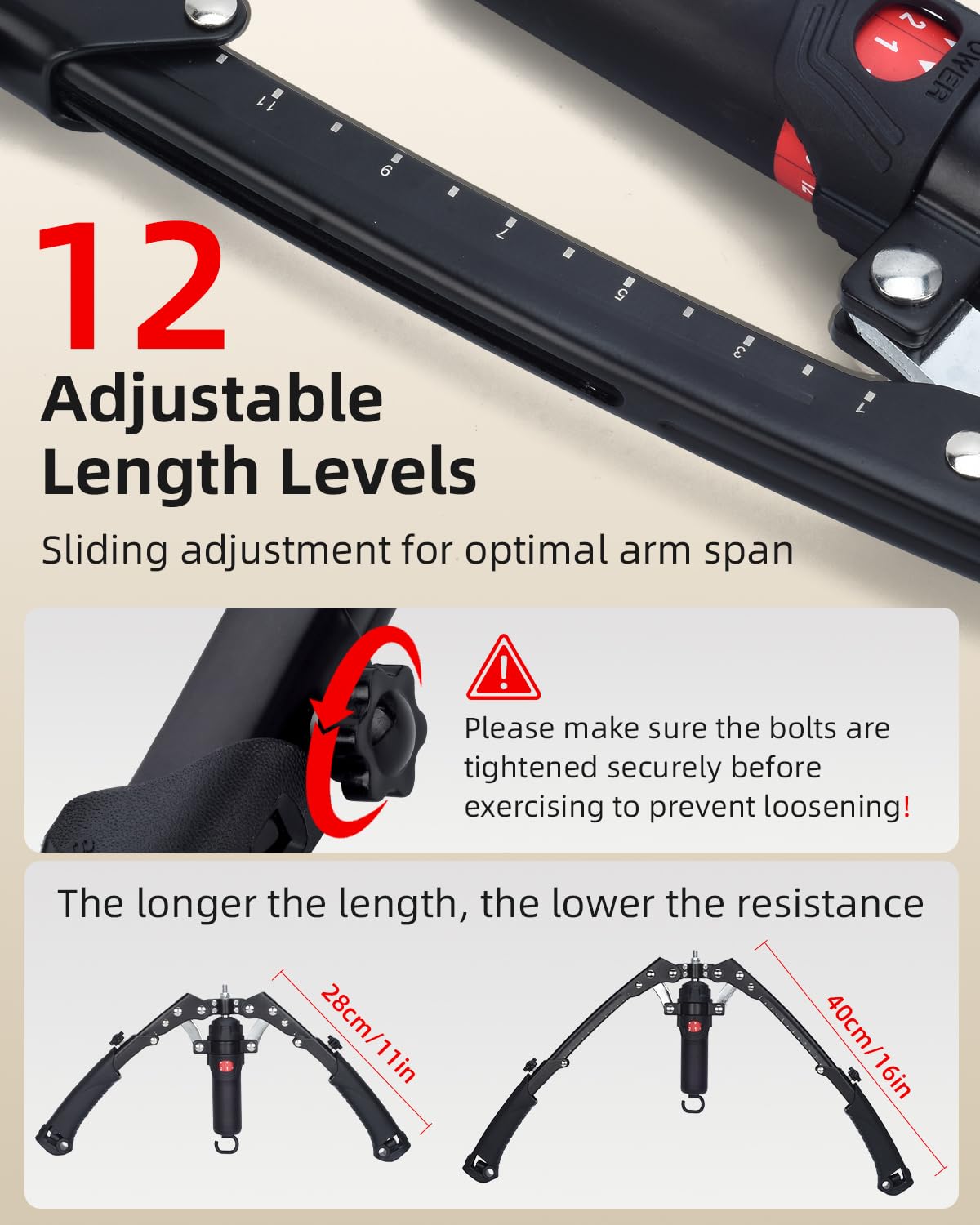 Abahub Resistenza Arm Trainer,Attrezzo per Pettorali Idraulico 10-200 kg | 22–440 lbs Regolabile Attrezzo per Pettorali Uomo,Arm blaster,Allenamento Addominale,Allenamento Casa/Ufficio/Viaggio