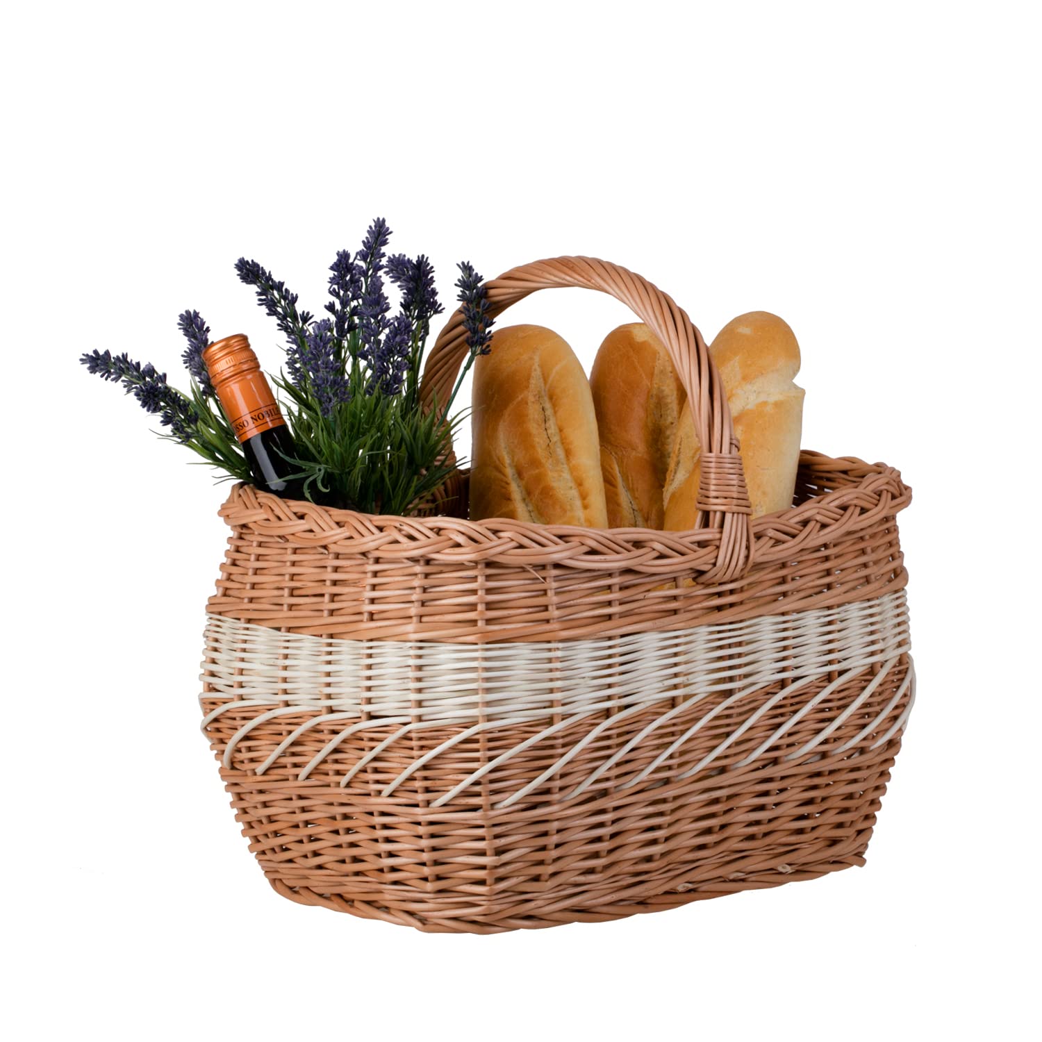 e-wicker24 Kosz prezentowy w naturalnym kolorze, koszyk na zakupy z wikliny, kosz w kolorze naturalnym, kosz zakupowy