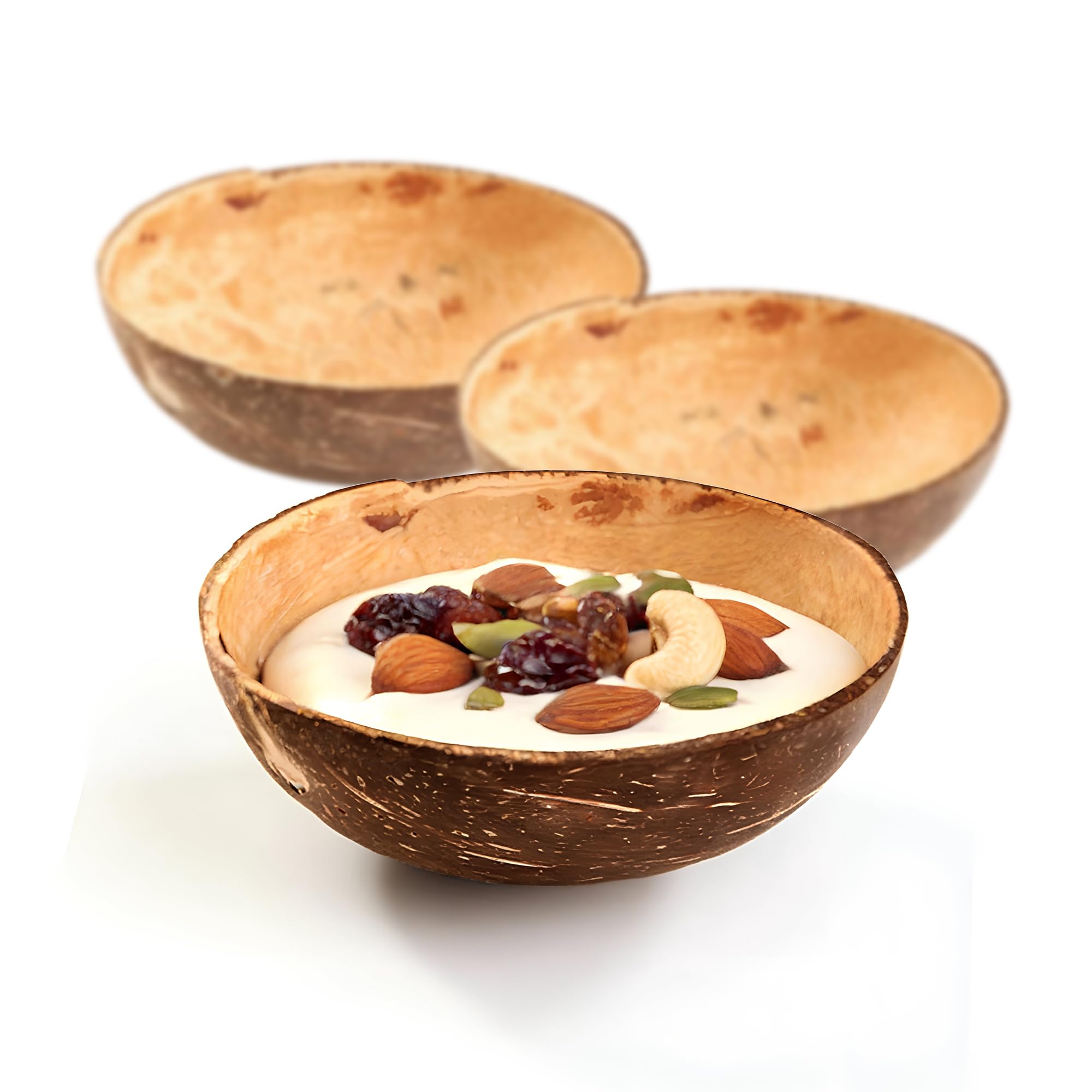 Eco Leaf Set of 100 Natural Coconut Shell Bowls 200ml | Biodegradable & Sustainable Alternative to Wooden and Bamboo for Smoothies, Kitchen Decor, Party