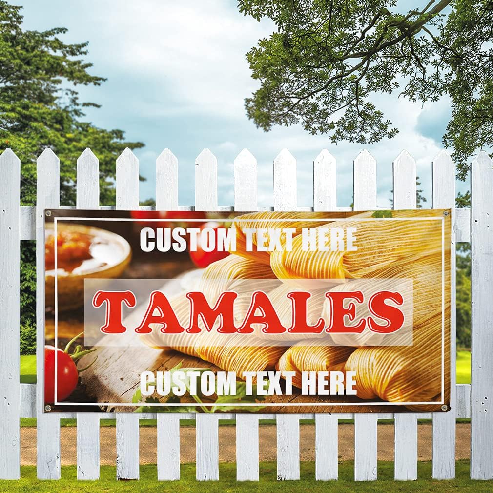 Custom Vinyl Banner Multiple Sizes Tamales #1 Outdoor Advertising Printing Concessions Outdoor Weatherproof Industrial Yard Signs 4 Grommets Personalized Text Here 24x36Inches