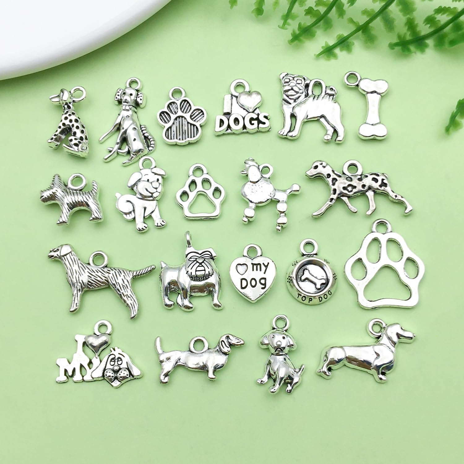 Sailanzi 80pcs Ancient Silvery Dog Set Pendant Jewelry Making DIY Keychain Earrings Pendant Various Design Charms for Jewelry Making Bracelets Necklace (SN857) - Image 2