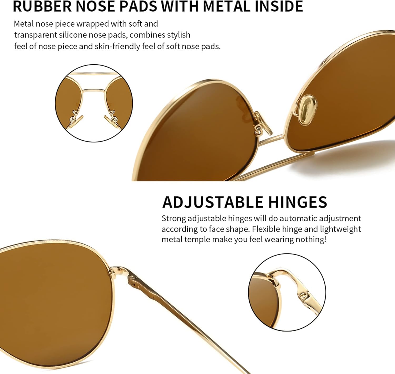 SUNGAIT Women's Lightweight Oversized Aviator Sunglasses - Classic Style Polarized Lens - Image 4