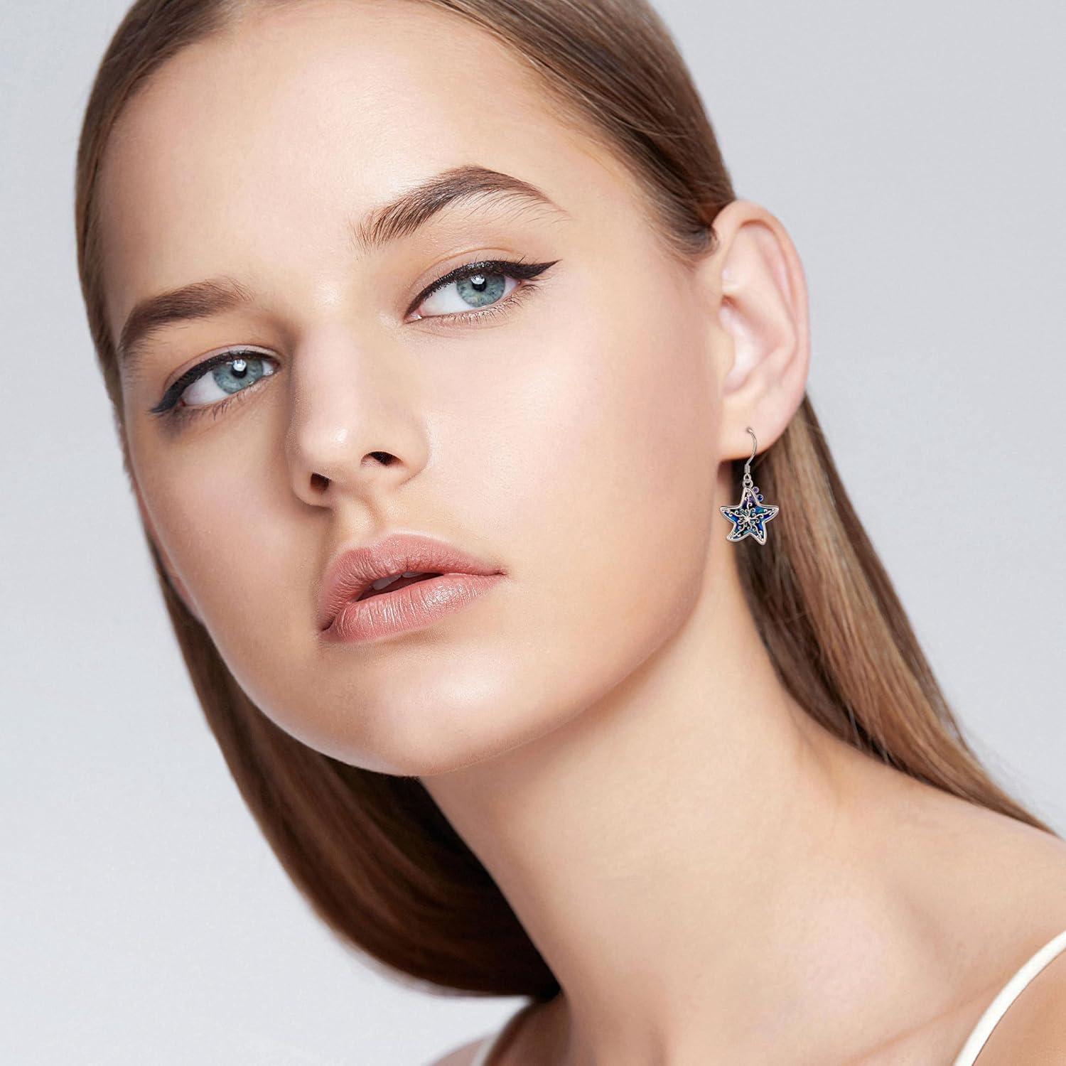 Starfish Earrings 925 Sterling Silver Beach Starfish Dangle Earrings with Abalone Ocean Starfish Jewelry for Women - Image 2