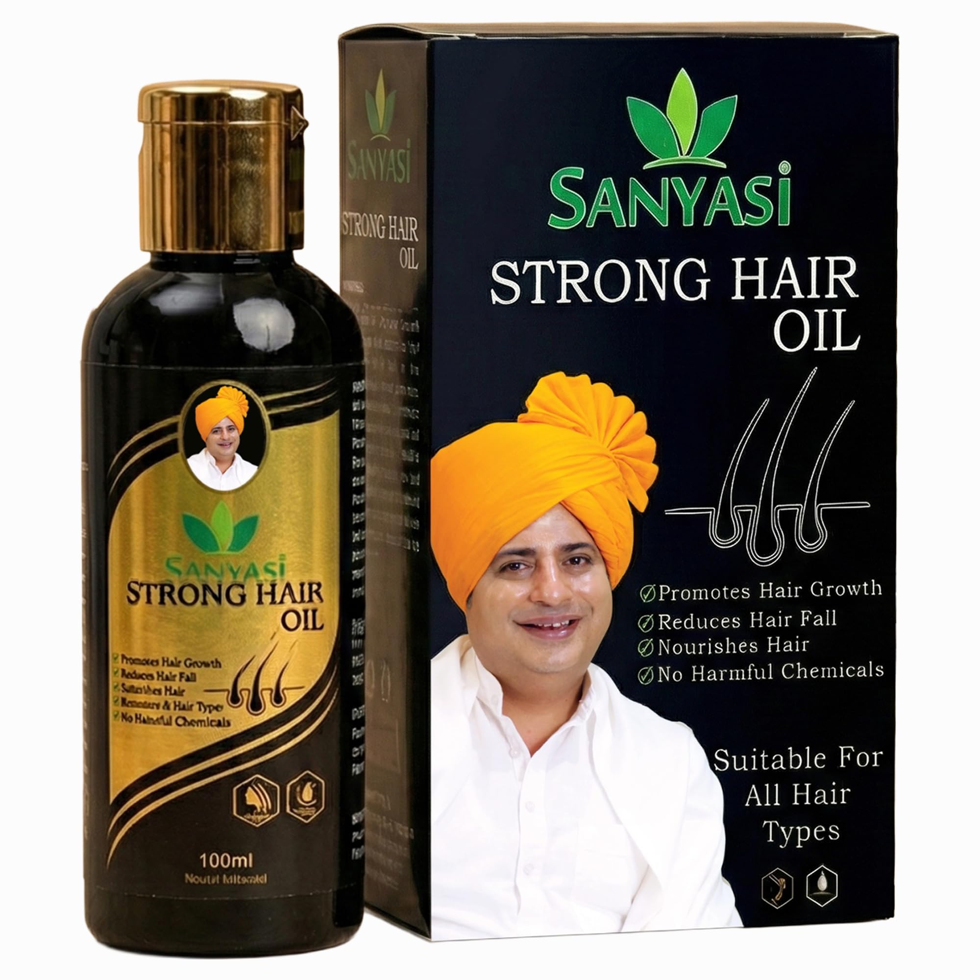 Strong Hair Oil for Hair Fall Control & Hair Growth | With Coconut & Other Ayurvedic Herbs like Amla, Neem, Bhringraj, Almond etc |100ml*2