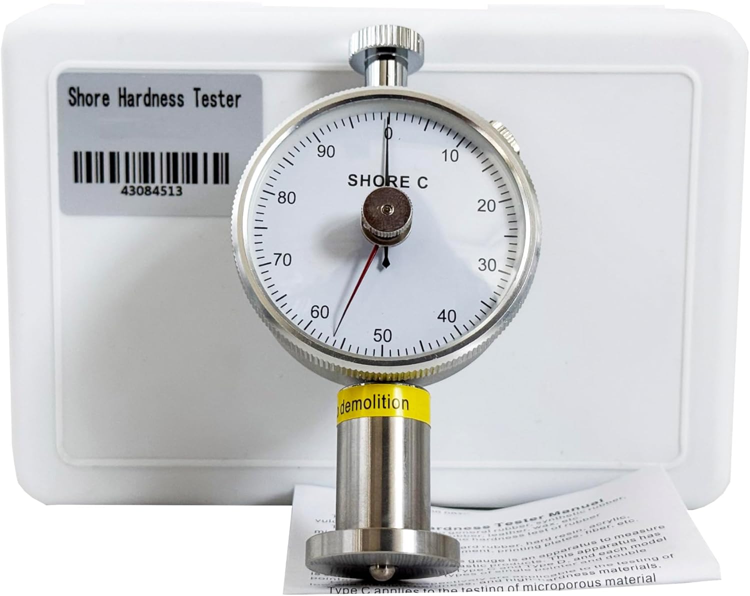 Shore Durometer Shore C Hardness Tester Double Needle for Foam Sponge Rubber Microporous Material Etc with Measure Range 10 to 90 HC Resolution 1 HC