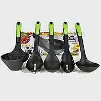 Vista 5 de Supa Ant Juego de utensilios de cocina de 5 piezas, cuchara para conservas XL, cucharón de nailon con agujeros, cuchara para pasta/tenedor, cucharas